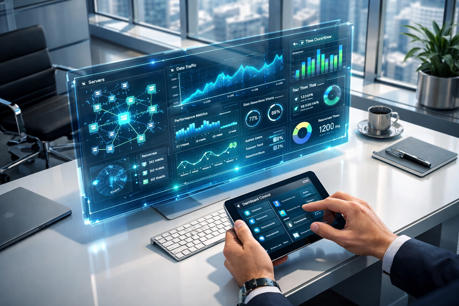ServiceNow ITOM dashboard displaying real-time network metrics and operational data for ROI tracking