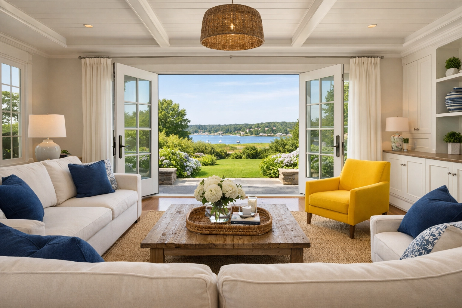 A spotless Hingham estate living room perfectly maintained by professional residential cleaning services.