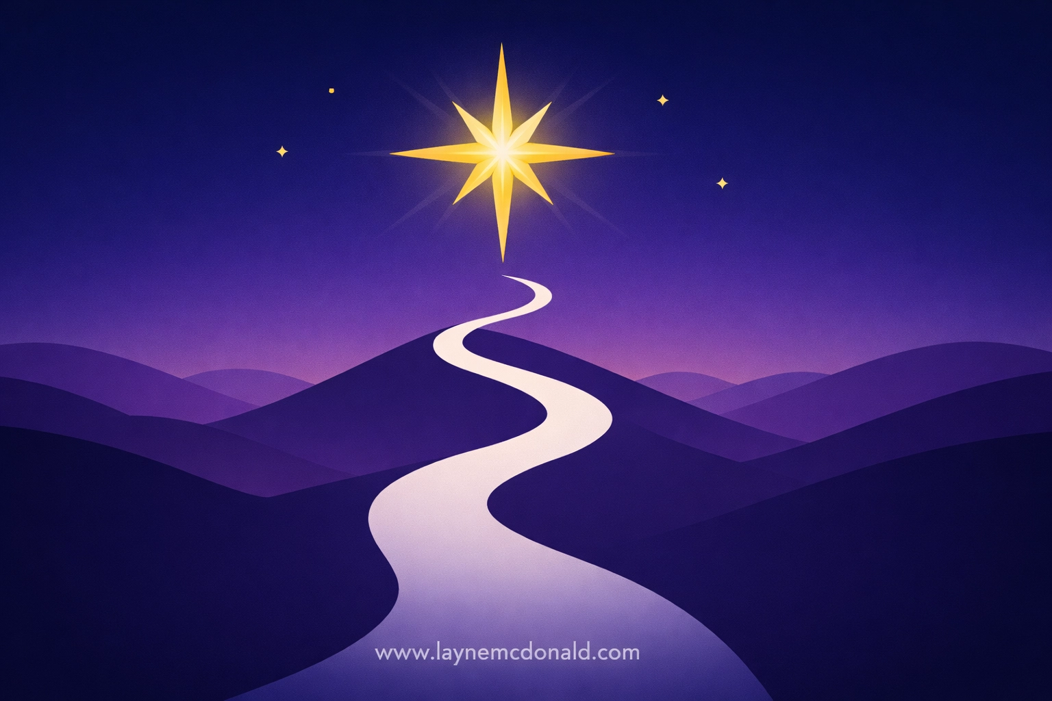 A path leading toward a star symbolizing the journey of walking by faith and finding peace through worship.