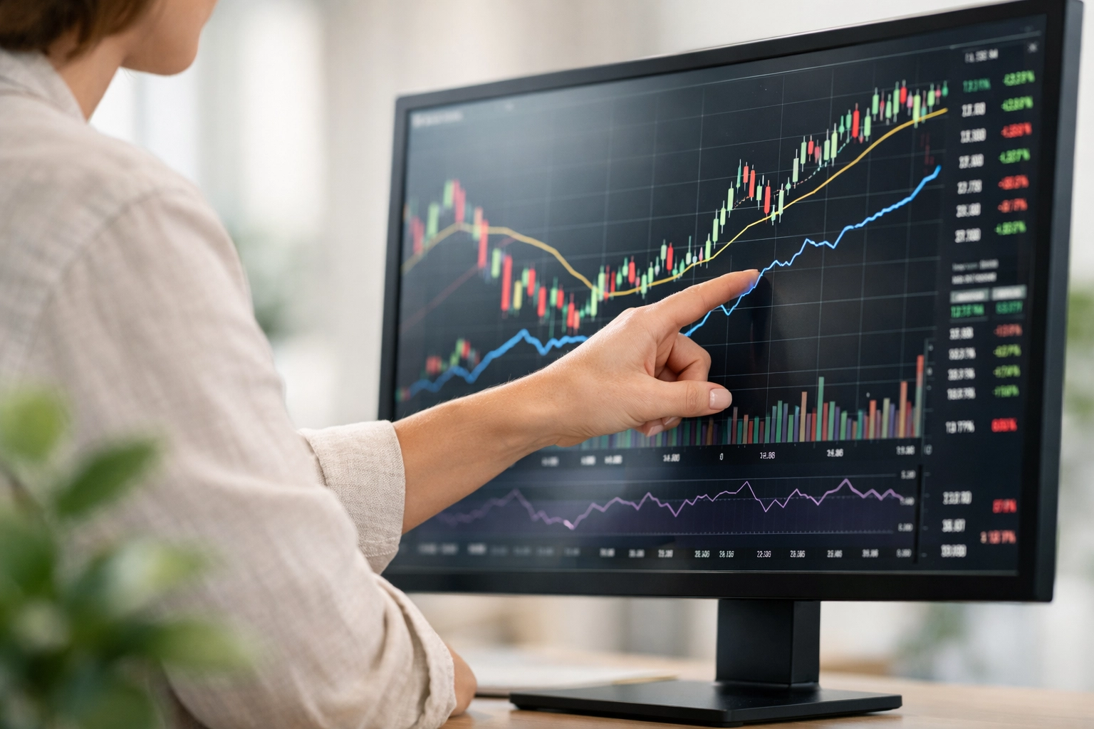 Founder reviewing financial charts and cash flow statements for a successful startup Q1 close.