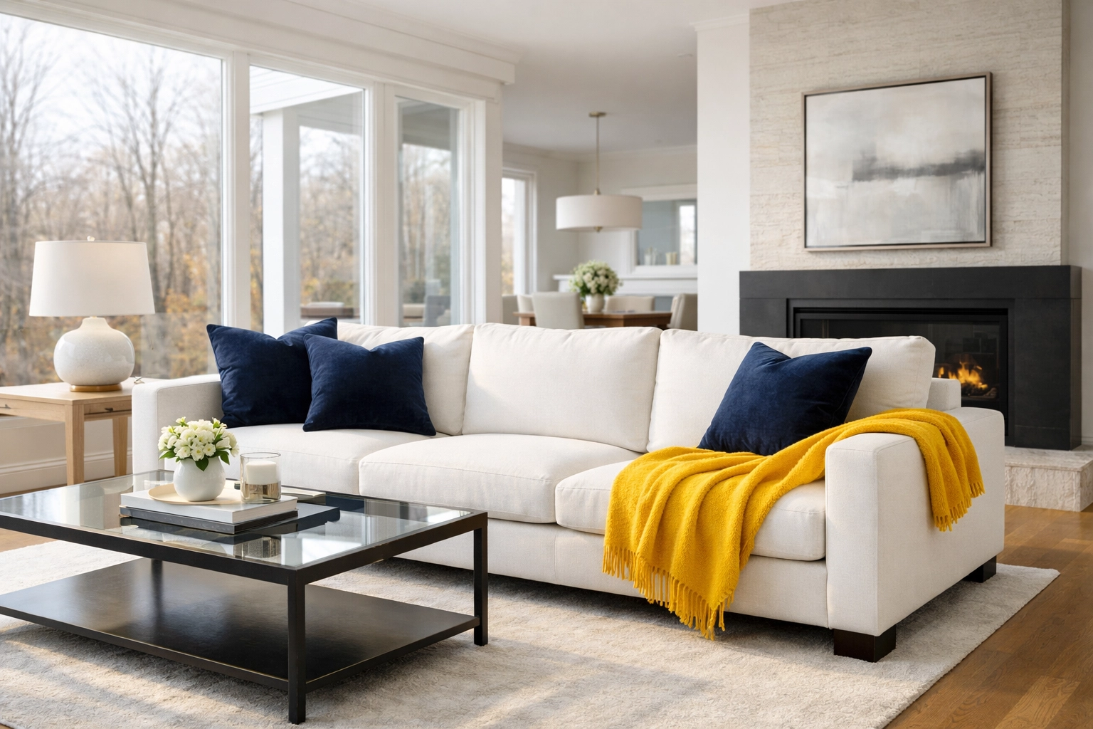 Professionally cleaned high-end living room in Massachusetts after a 50 Percent Off Your First Clean service.