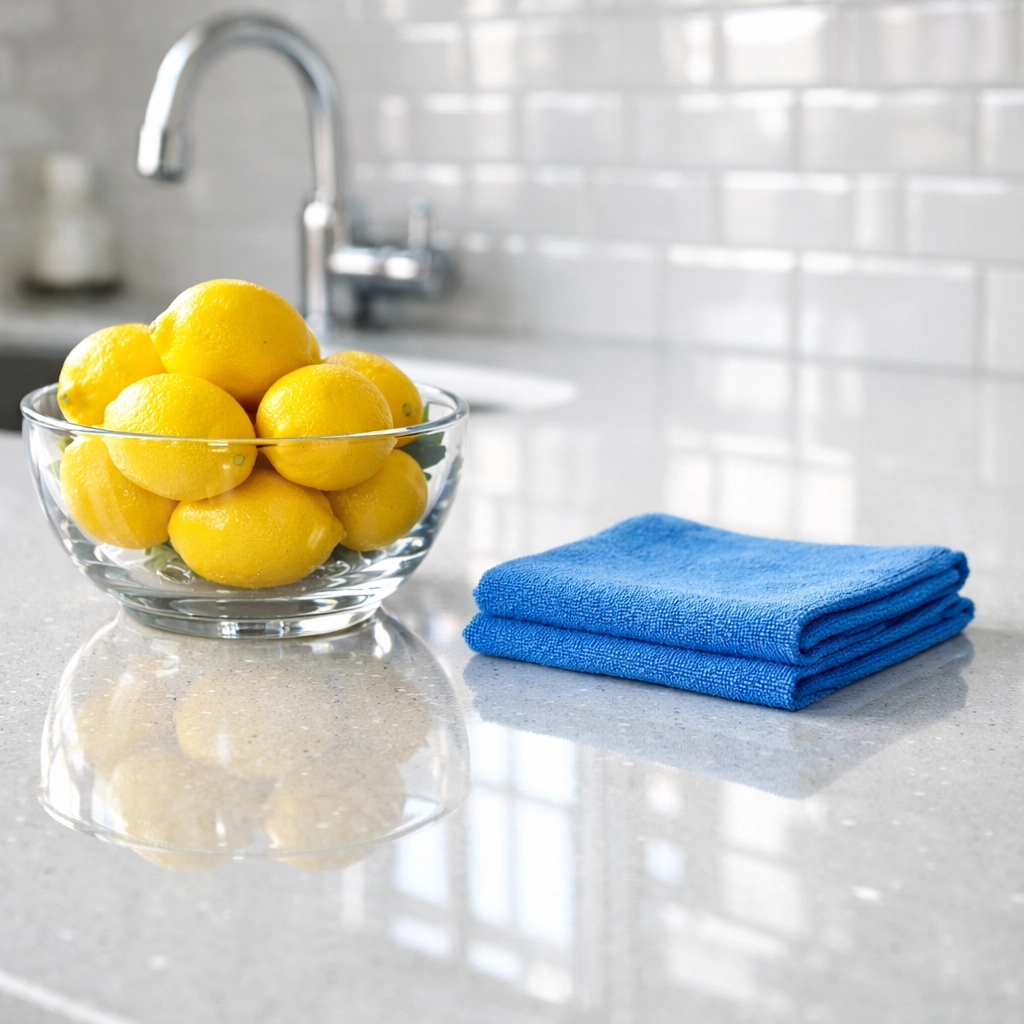 Sparkling kitchen counter after a deep cleaning in Marlborough for a spotless home environment.