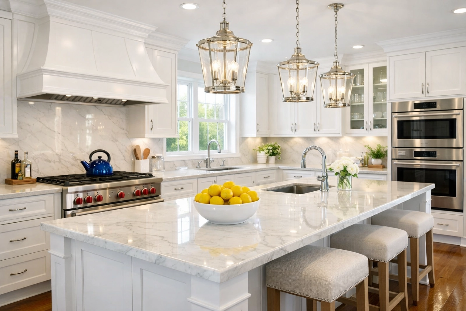 Spotless high-end kitchen in Franklin Massachusetts after a professional deep cleaning service.