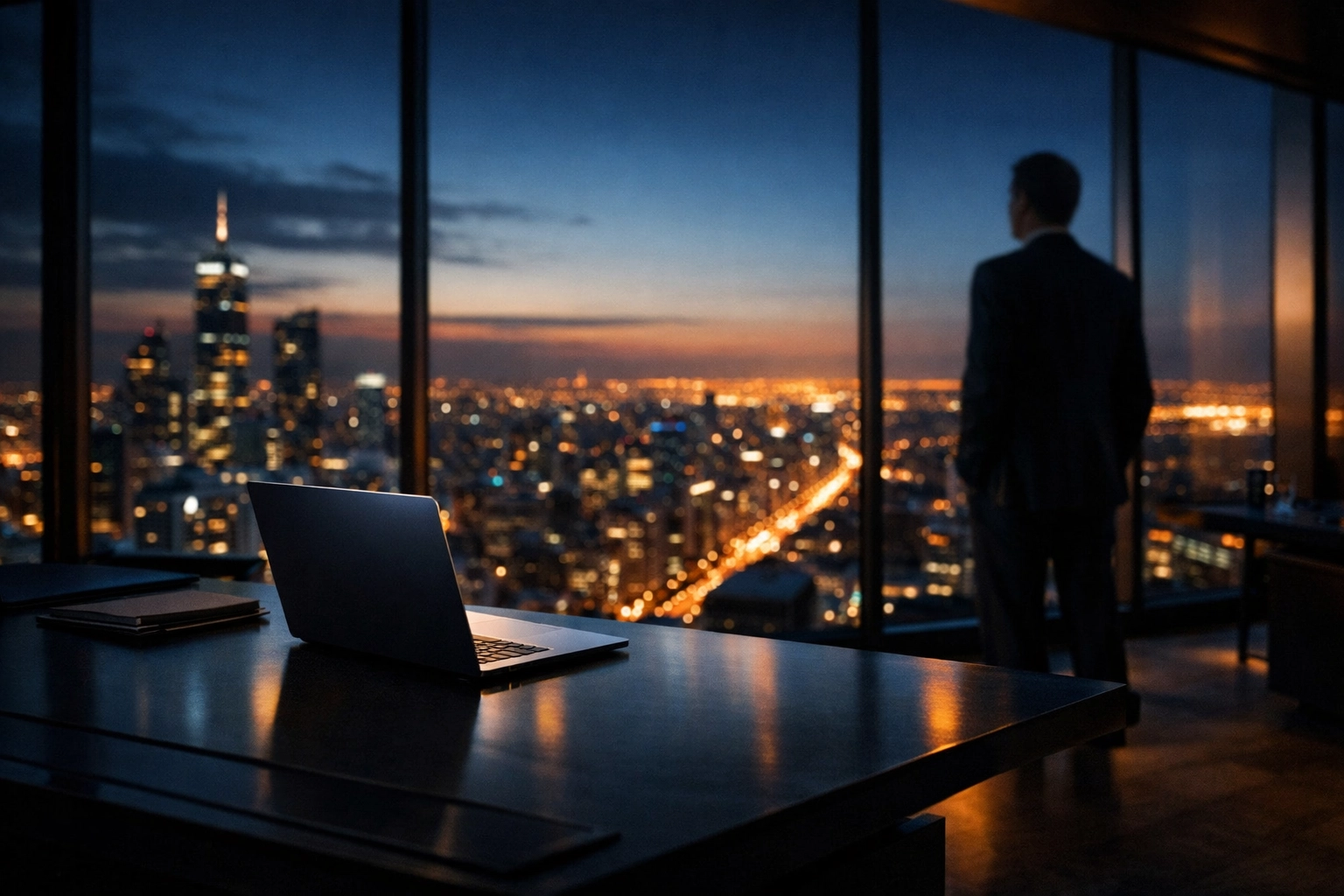 Business leader in a modern office representing strategic managed IT services and growth for small enterprises.