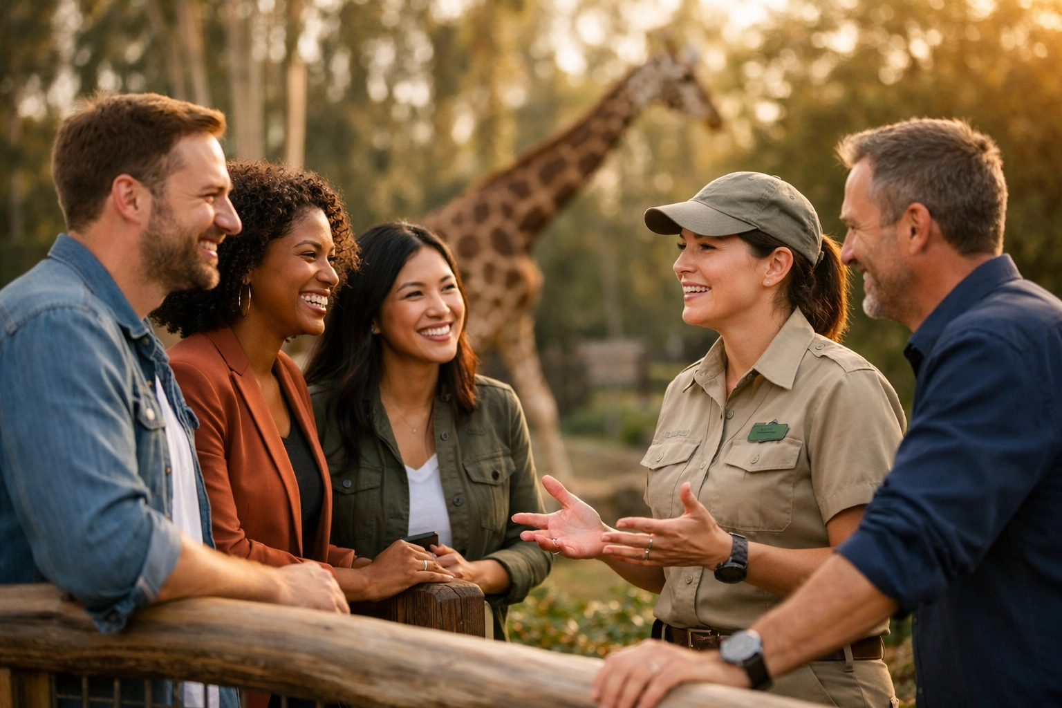 Marketing experts collaborating with a zoo curator to create authentic creative services for the wildlife industry.