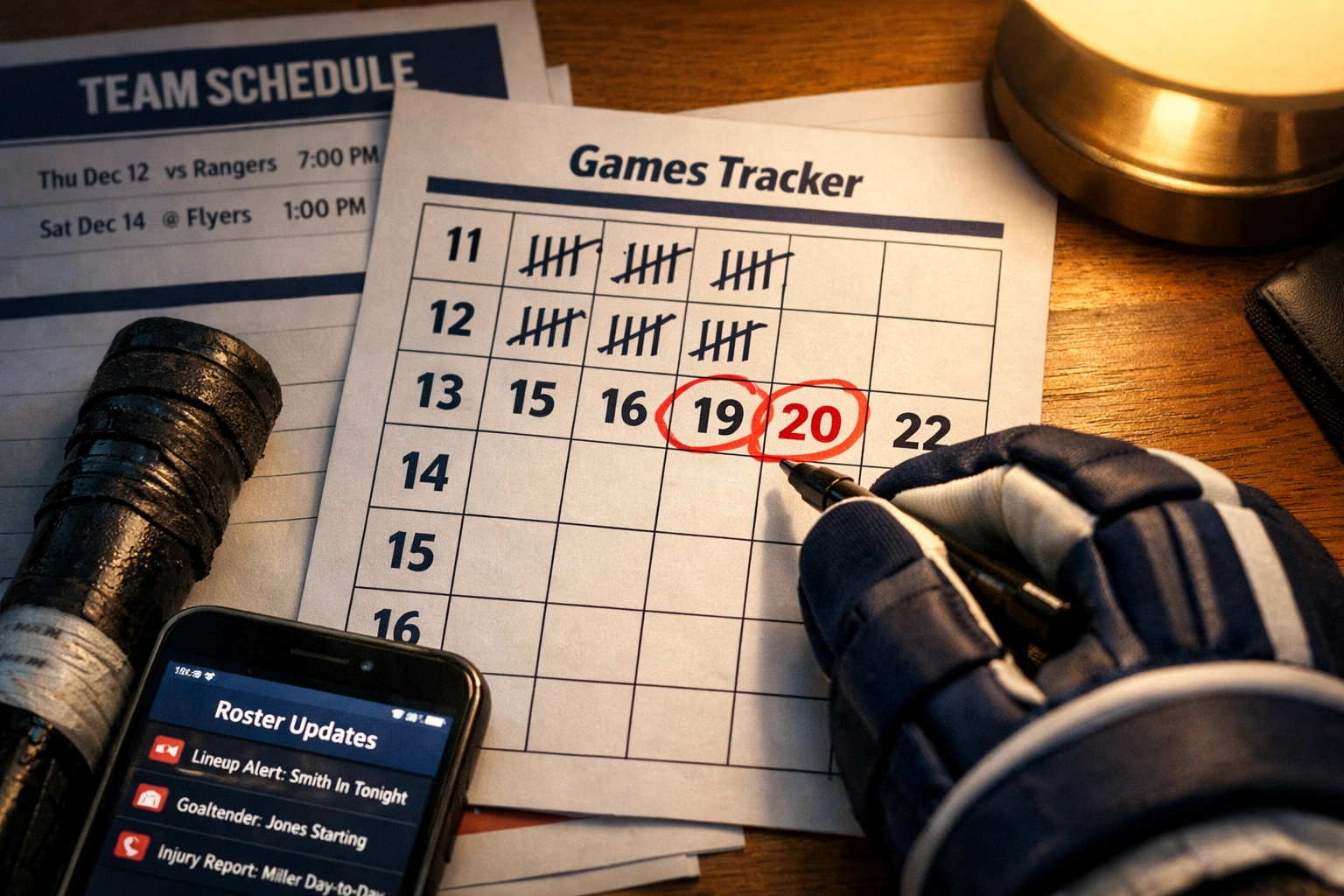 Tracking NHL games played toward the 20-game pension credit threshold