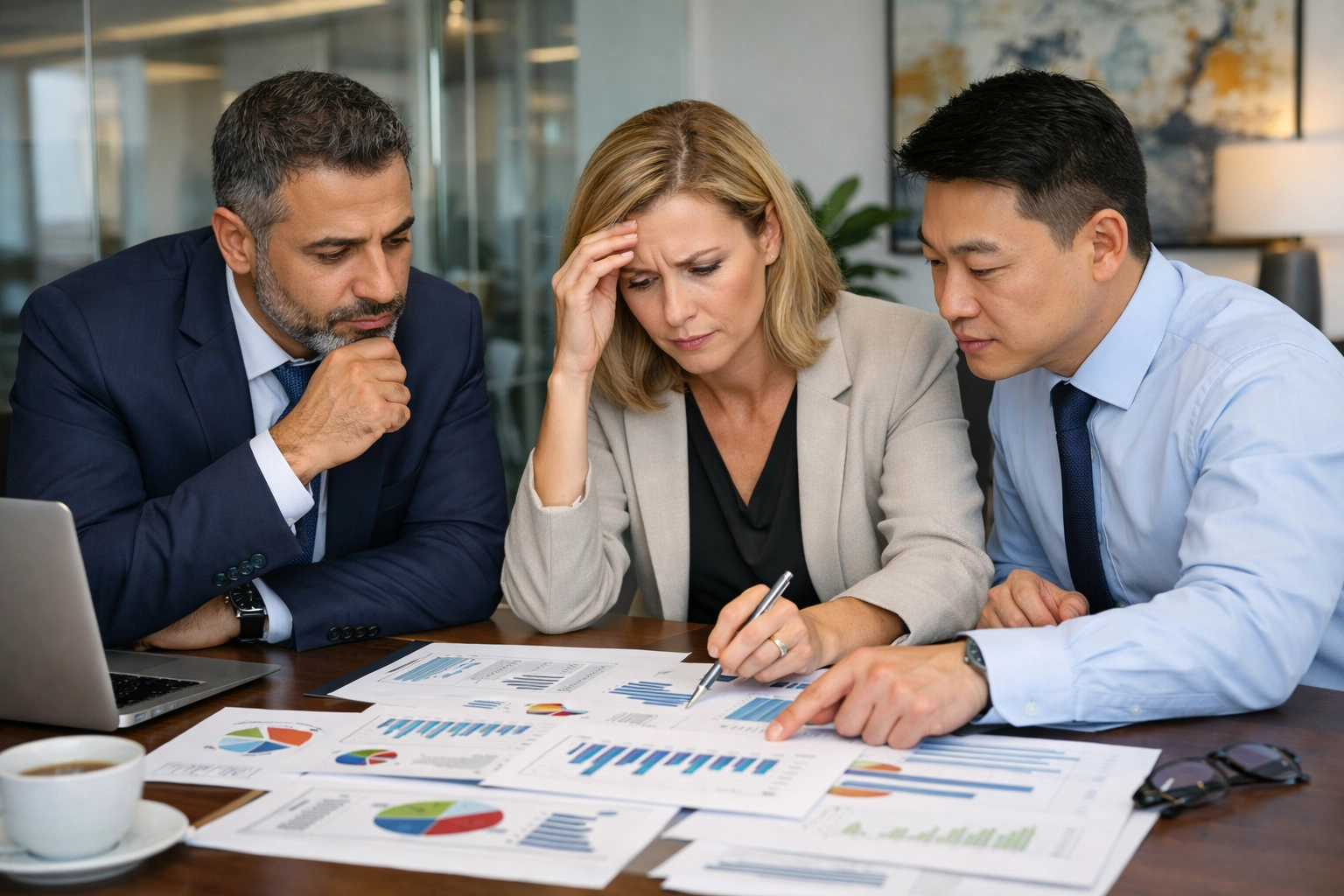 Business professionals collaborating on small business tax planning and AMT calculations