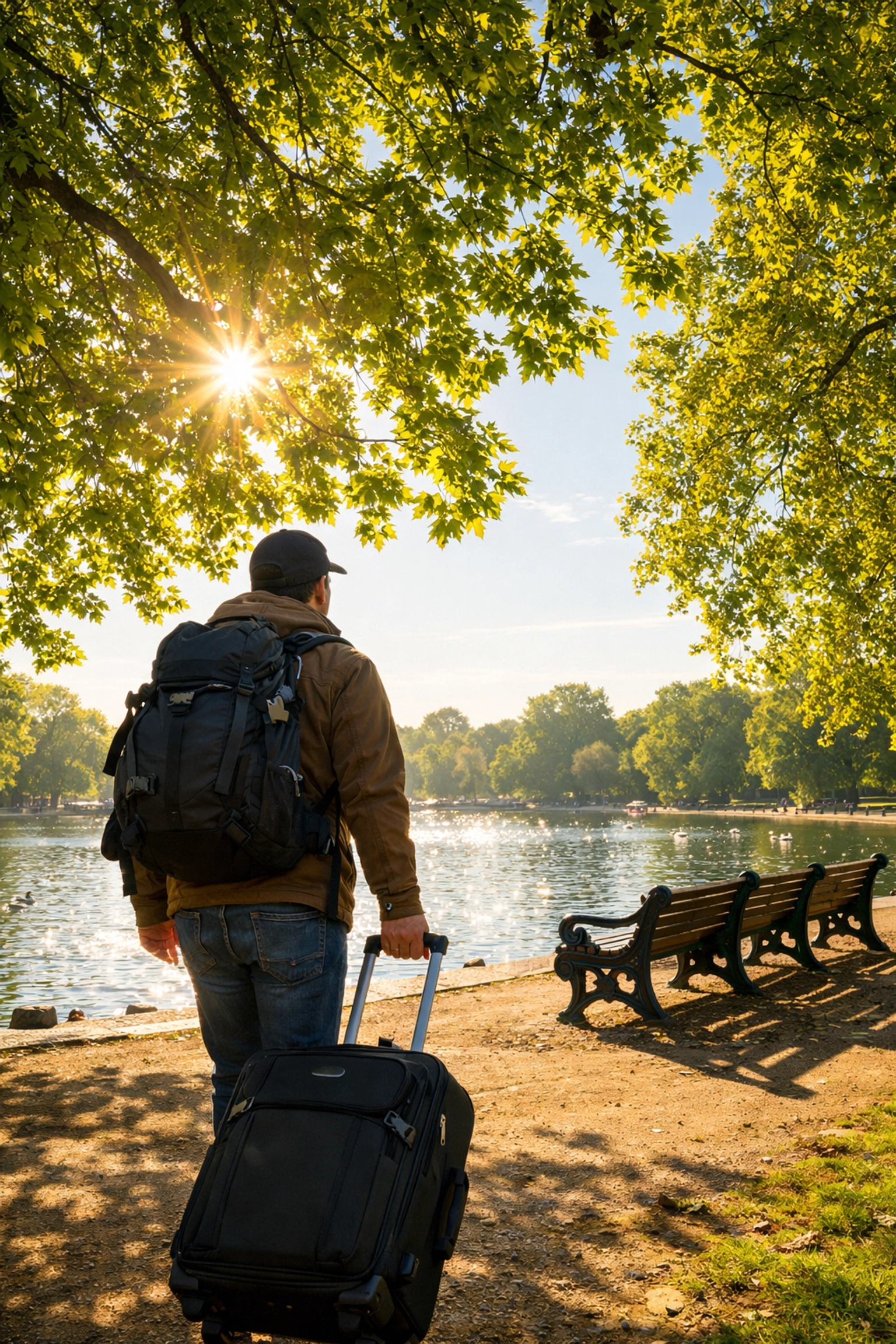 A morning walk in Hyde Park, London, helping travelers sync their biological clocks to local British time.