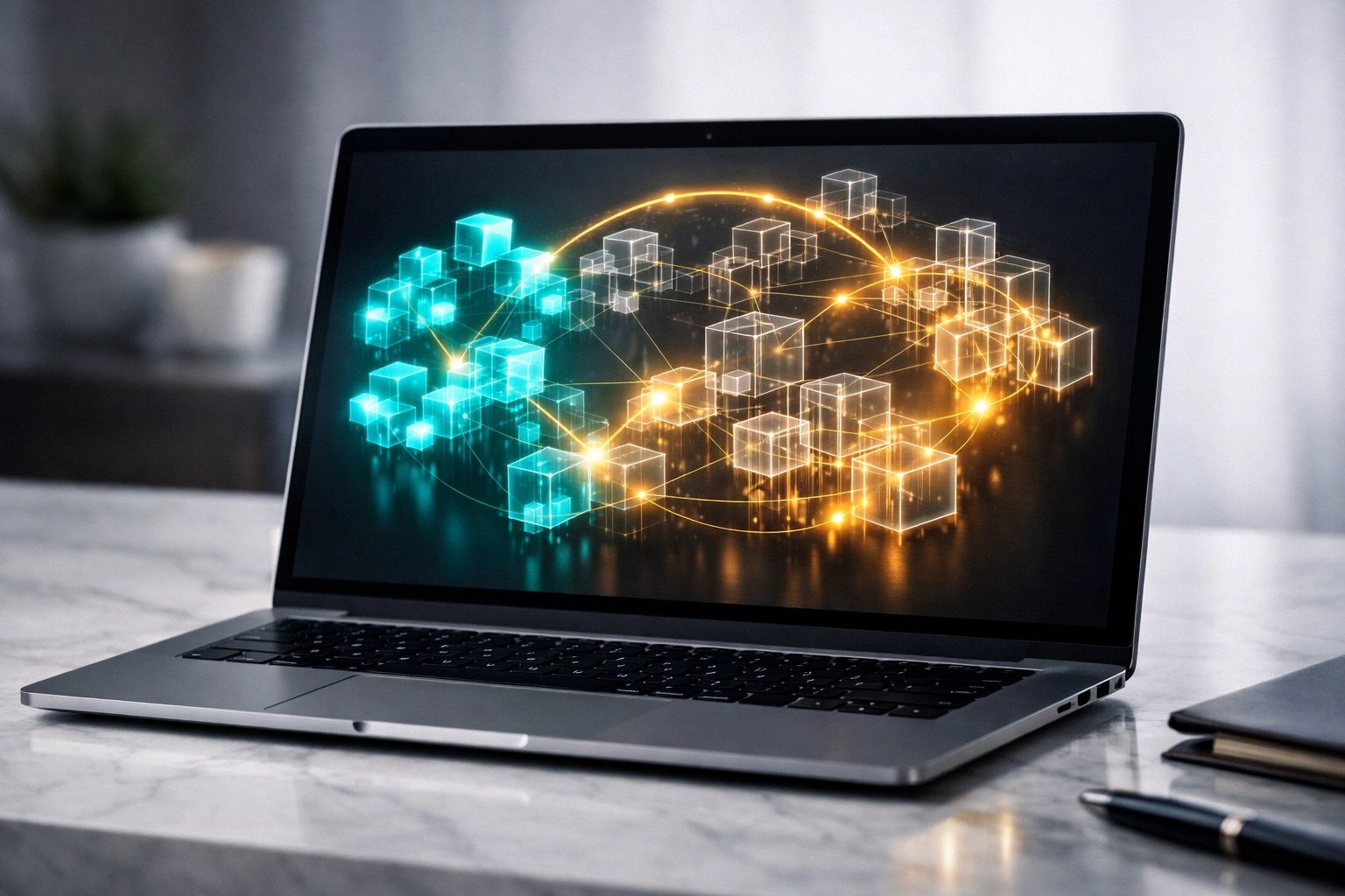 Laptop screen displaying an AI content analysis tool identifying competitive content gaps for SEO.