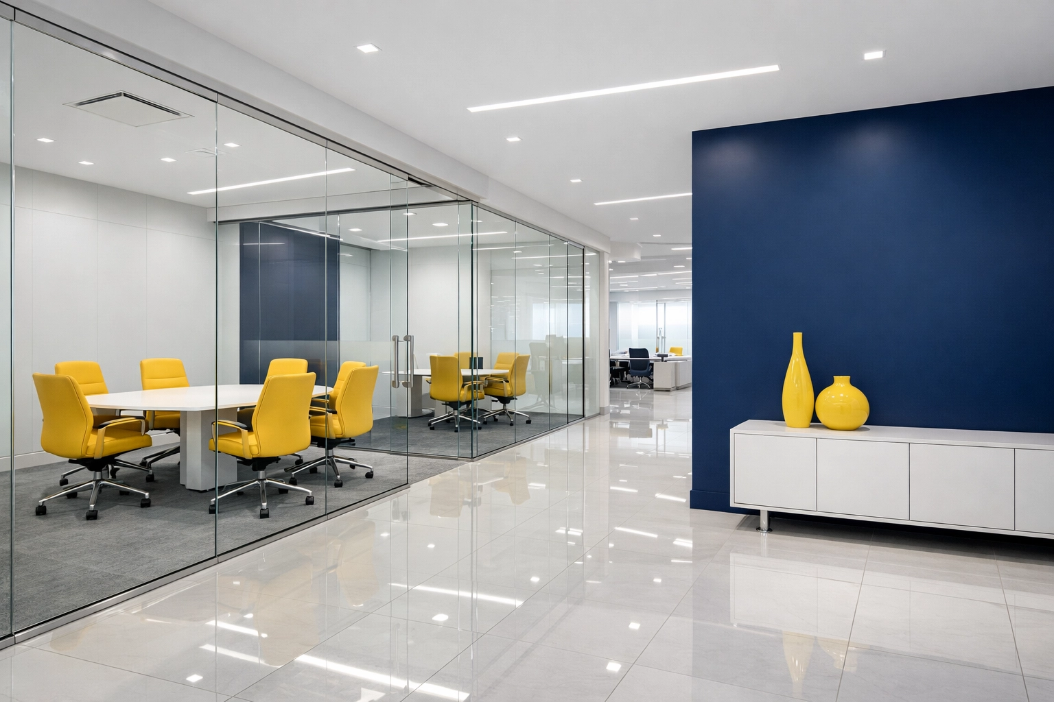 Clean corporate office in Dunstable MA showing spotless floors from professional commercial cleaning.