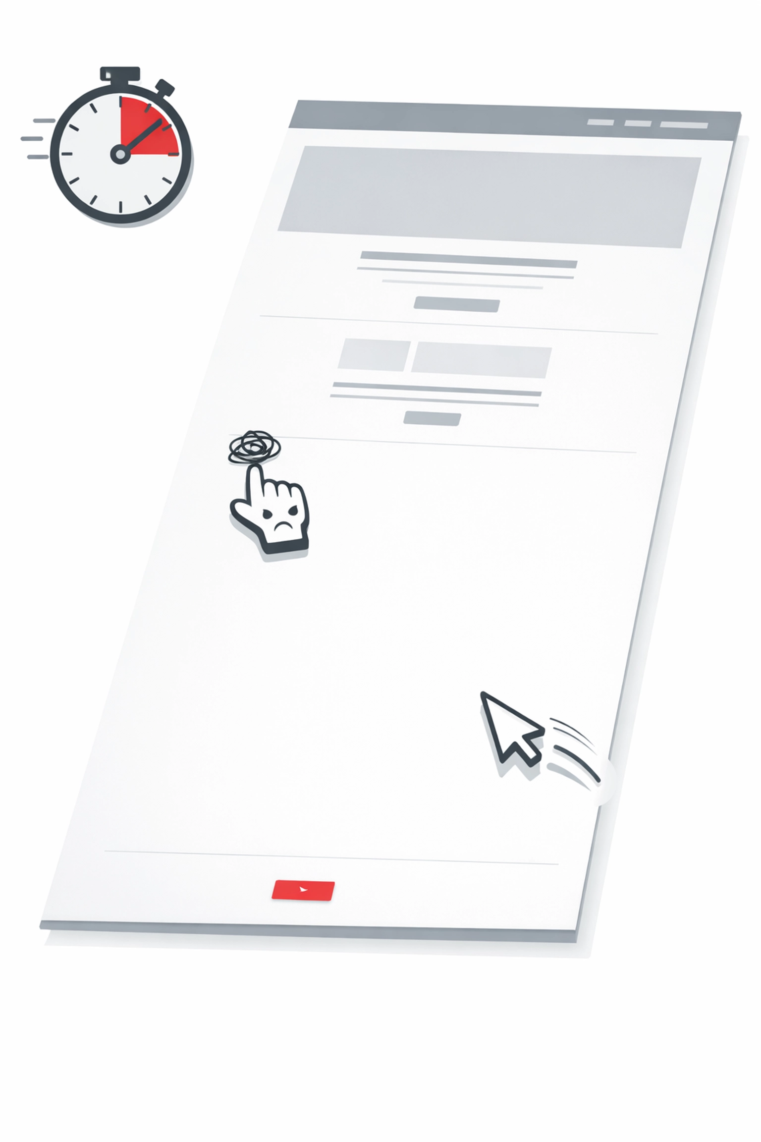 Landing page design showing poor conversion optimization with hidden call-to-action buttons
