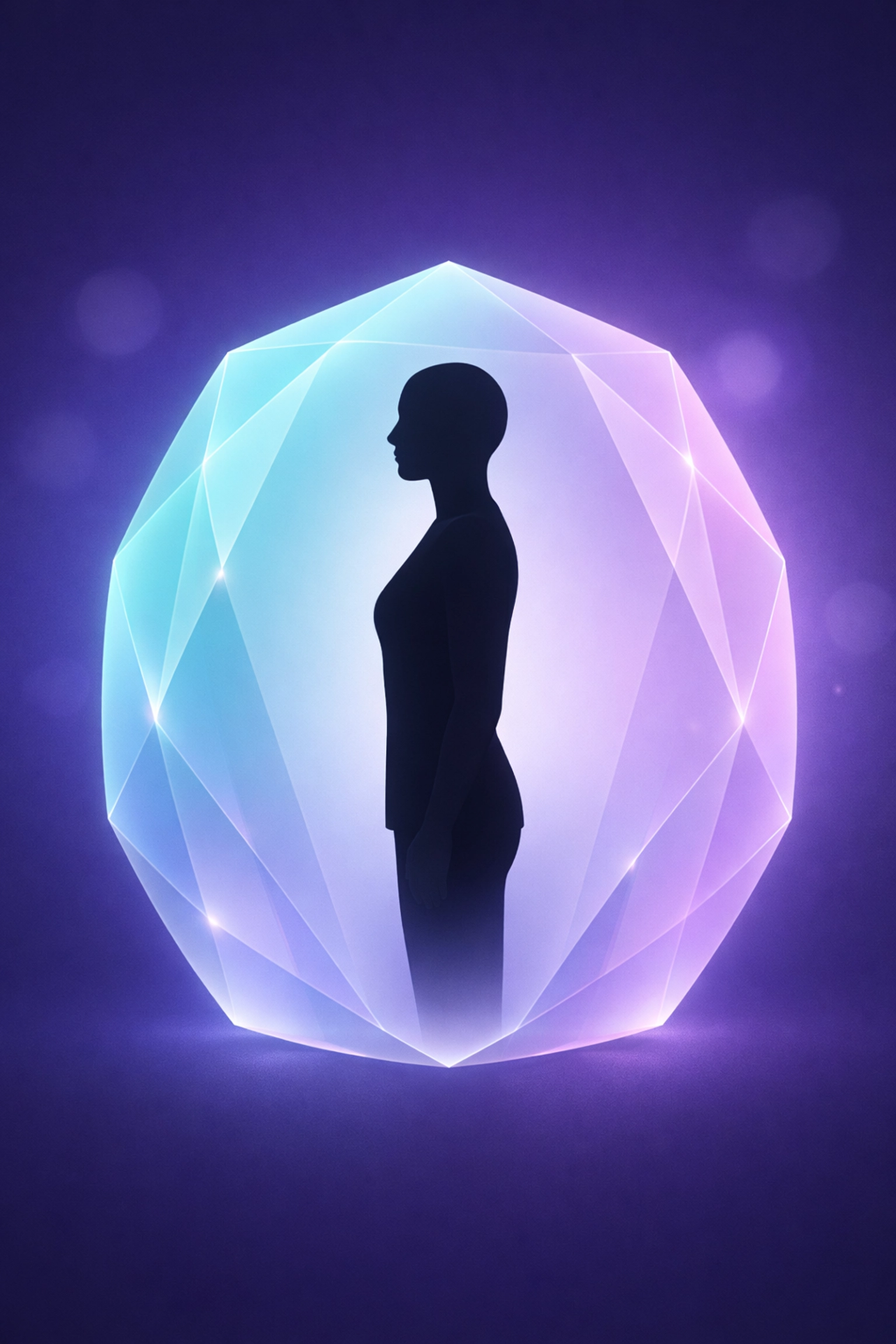 A silhouette figure surrounded by a protective light glow, illustrating personal boundaries and dignity-forward living.