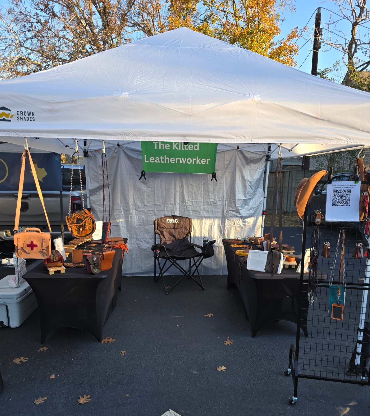 The Kilted Leatherworker Booth for market days