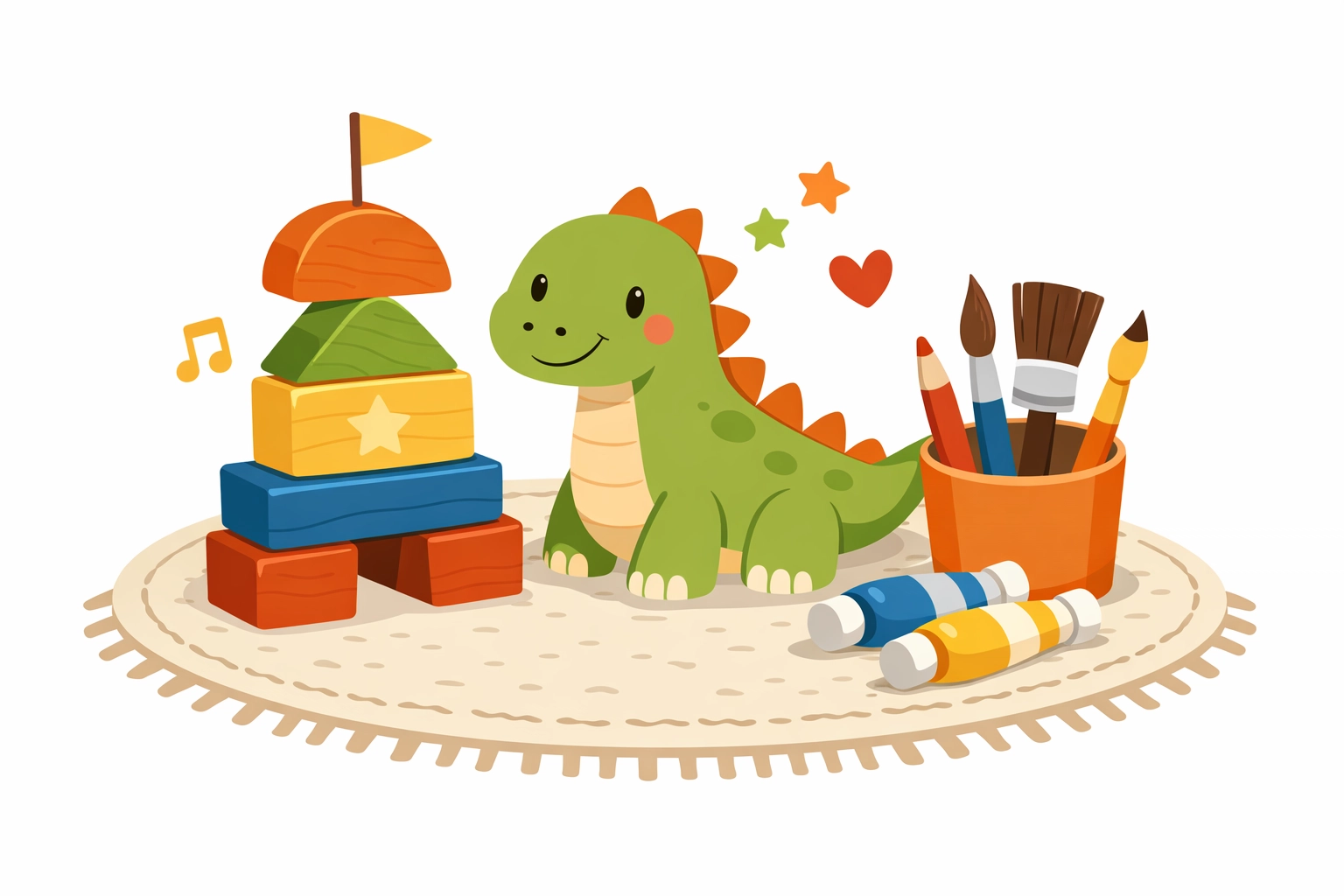 Play-based ABA therapy tools like blocks and art supplies used for positive behavior support and learning.