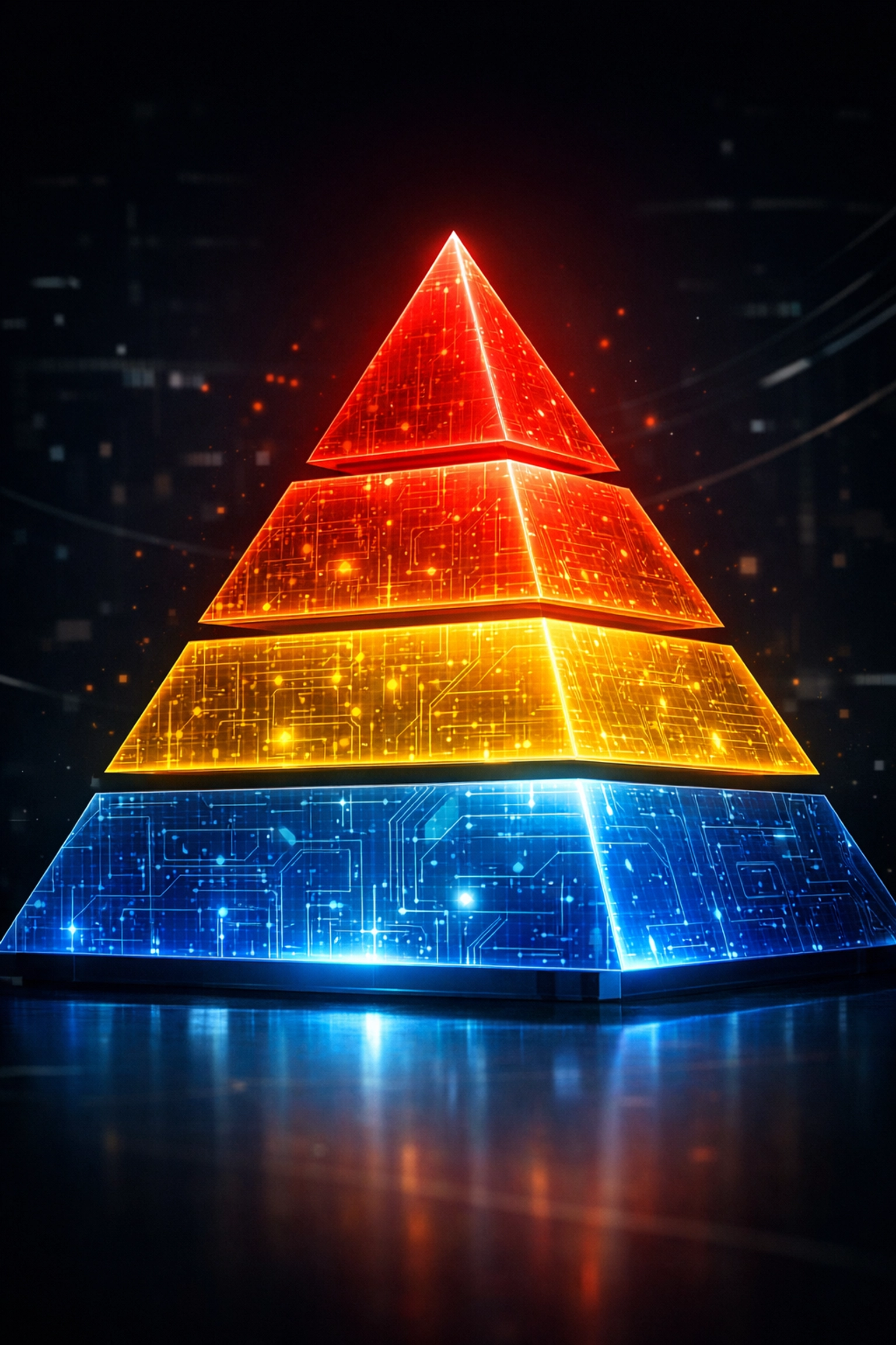 Risikoklassen der KI Regulierung Deutschland dargestellt als leuchtende Pyramide für Unternehmen.