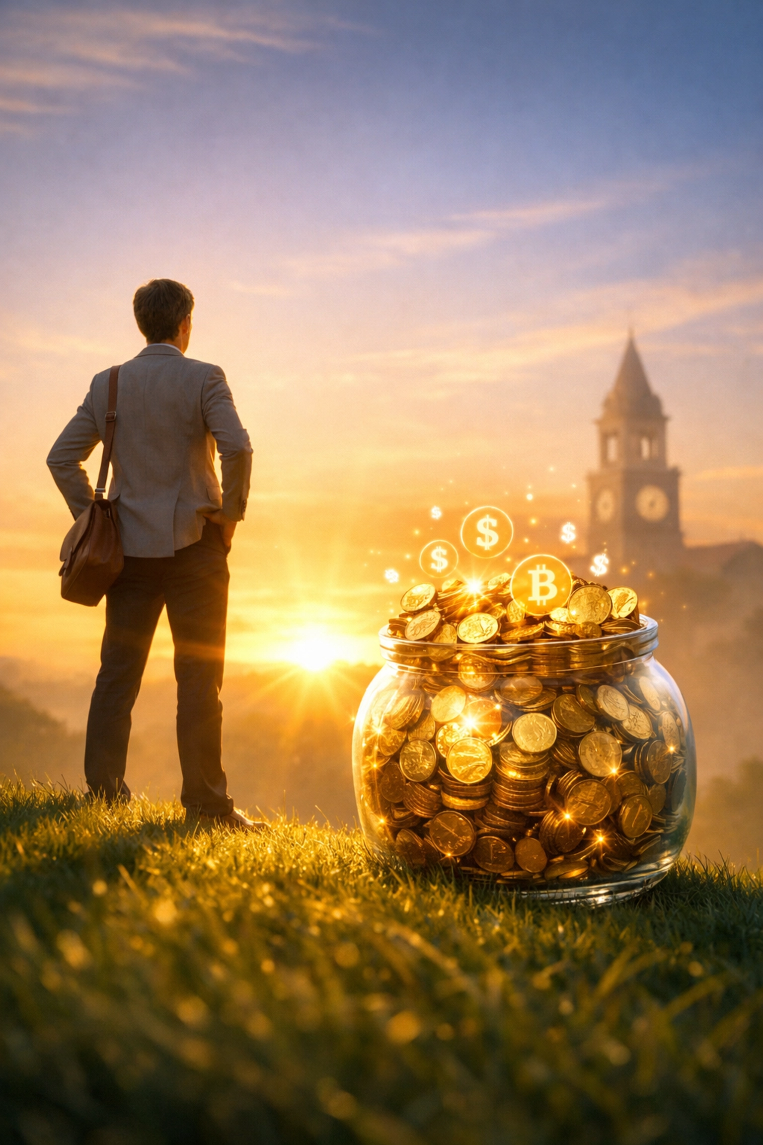 Successful professional celebrating the financial ROI and savings of an online international degree.