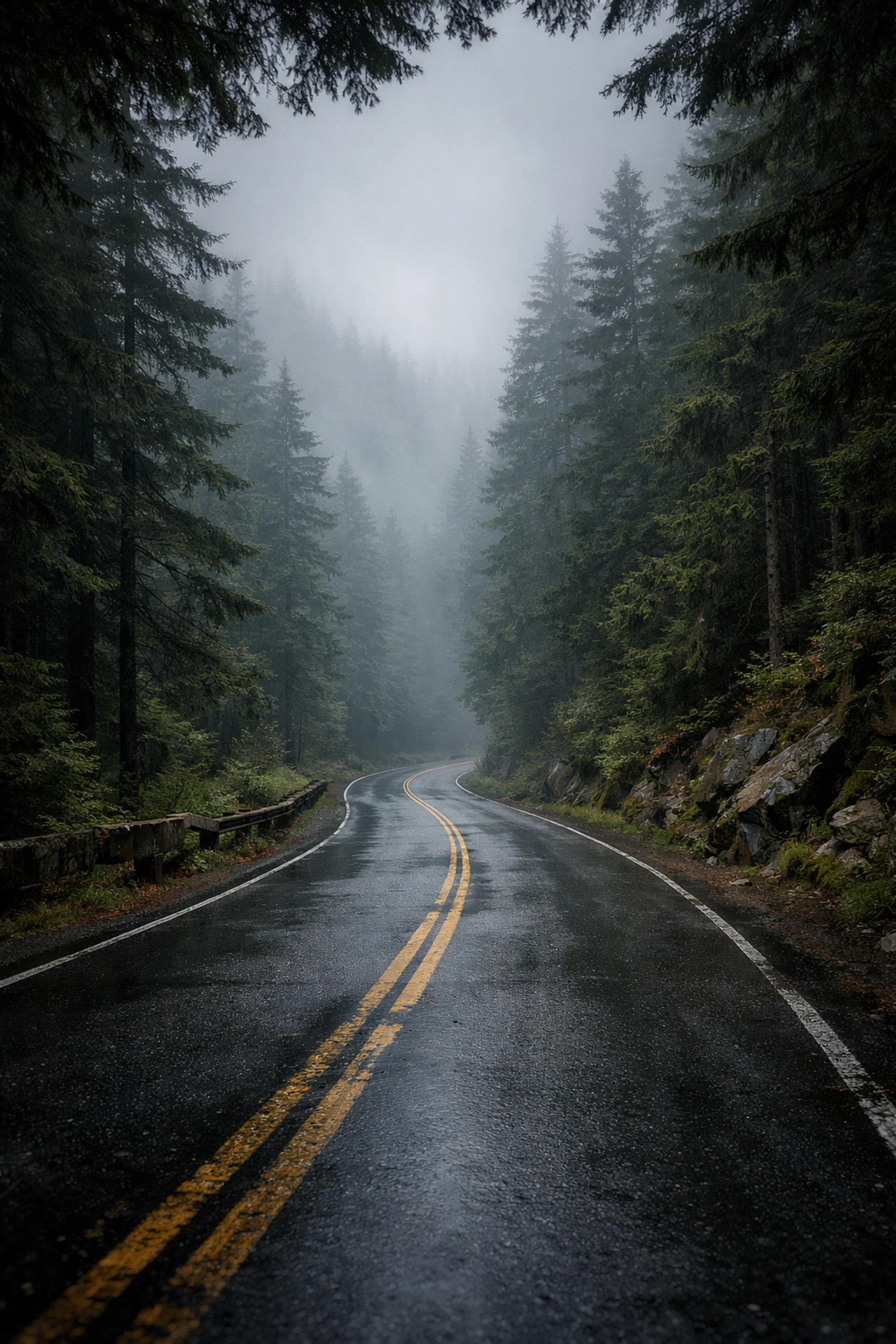 Forest road landscape with a subtle natural vignette, avoiding common photo editing mistakes.