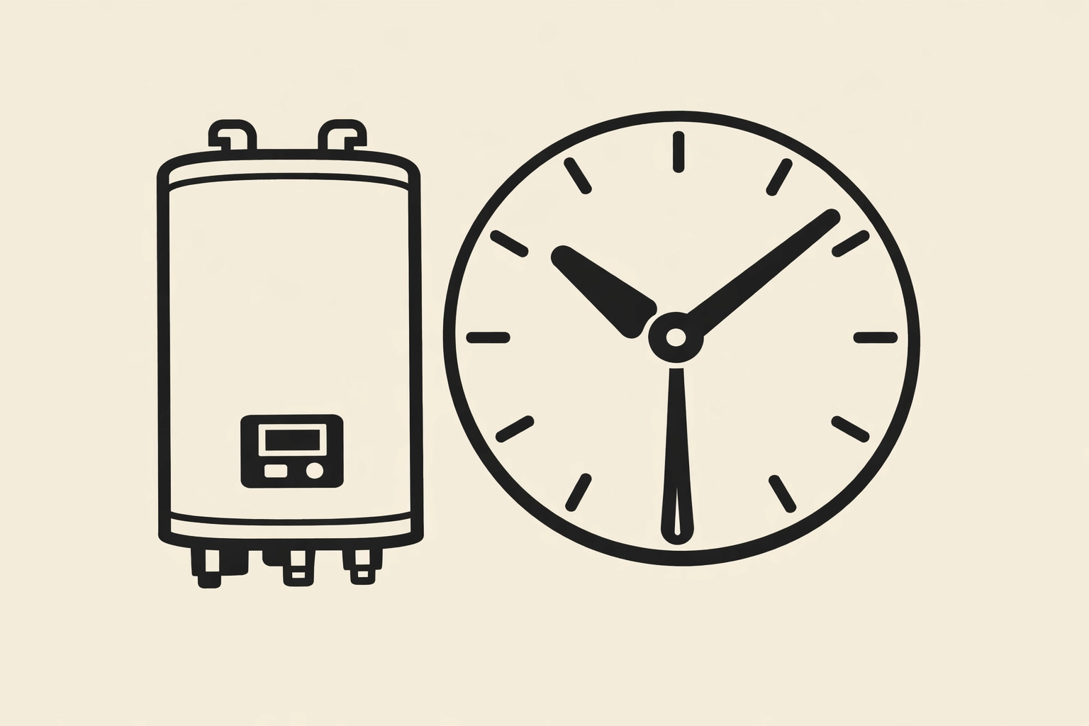 A minimalist clock showing the long lifespan of a water heater installed by a plumbing service sarasota.