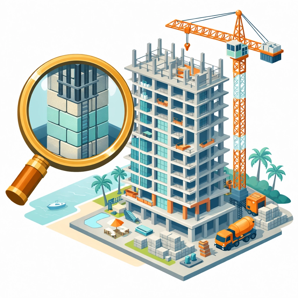 Specialized construction inspection services in Florida showing detailed structural masonry and steel review.