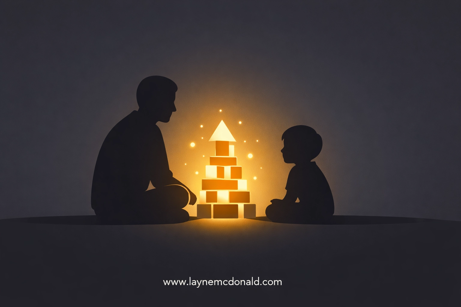 Parent and child building a tower, representing creativity as a divine gift in the Minecraft Movie review.