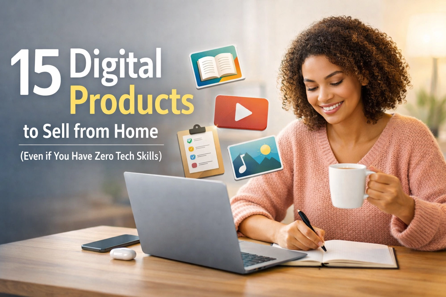 [HERO] 15 Digital Products to Sell from Home (Even if You Have Zero Tech Skills)