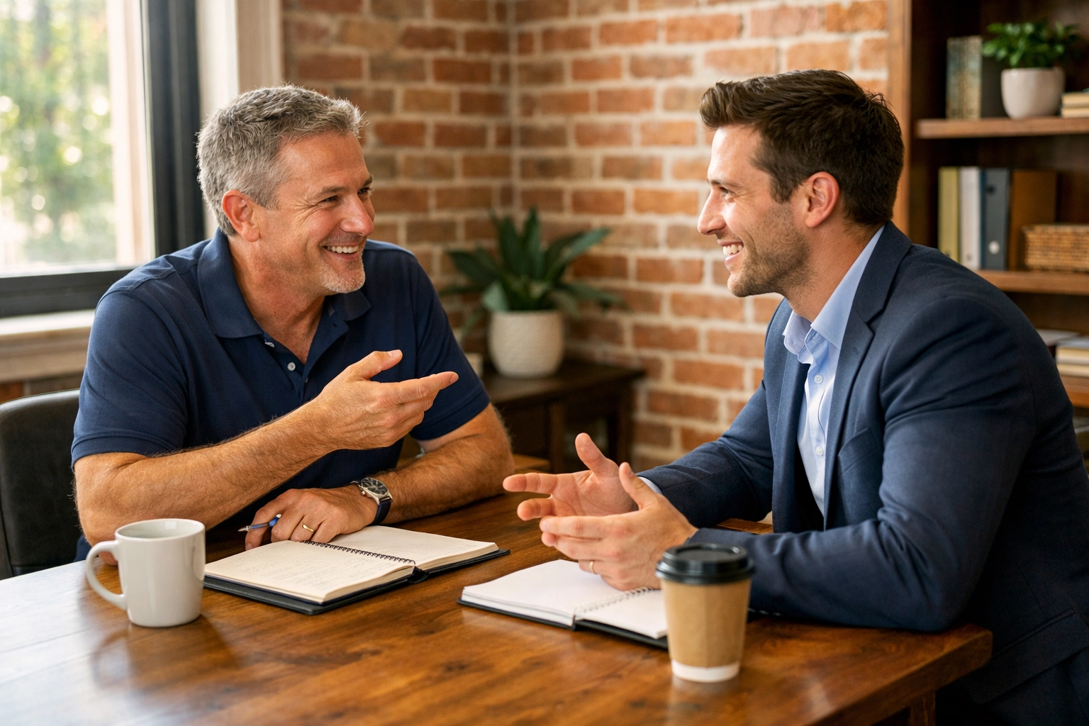 Small business owner interviewing a candidate for operations manager position Small business owner interviewing a candidate for operations manager position