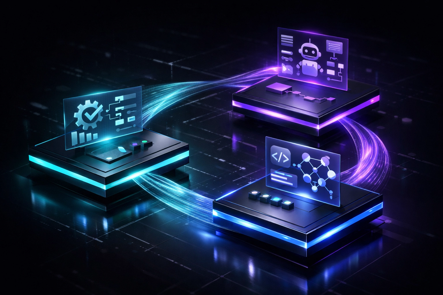 Workflow Automation 101: A Beginner's Guide to Mastering Business Process Automation 5 Multiple automation platforms like n8n and Zapier integrated with flowing data connections