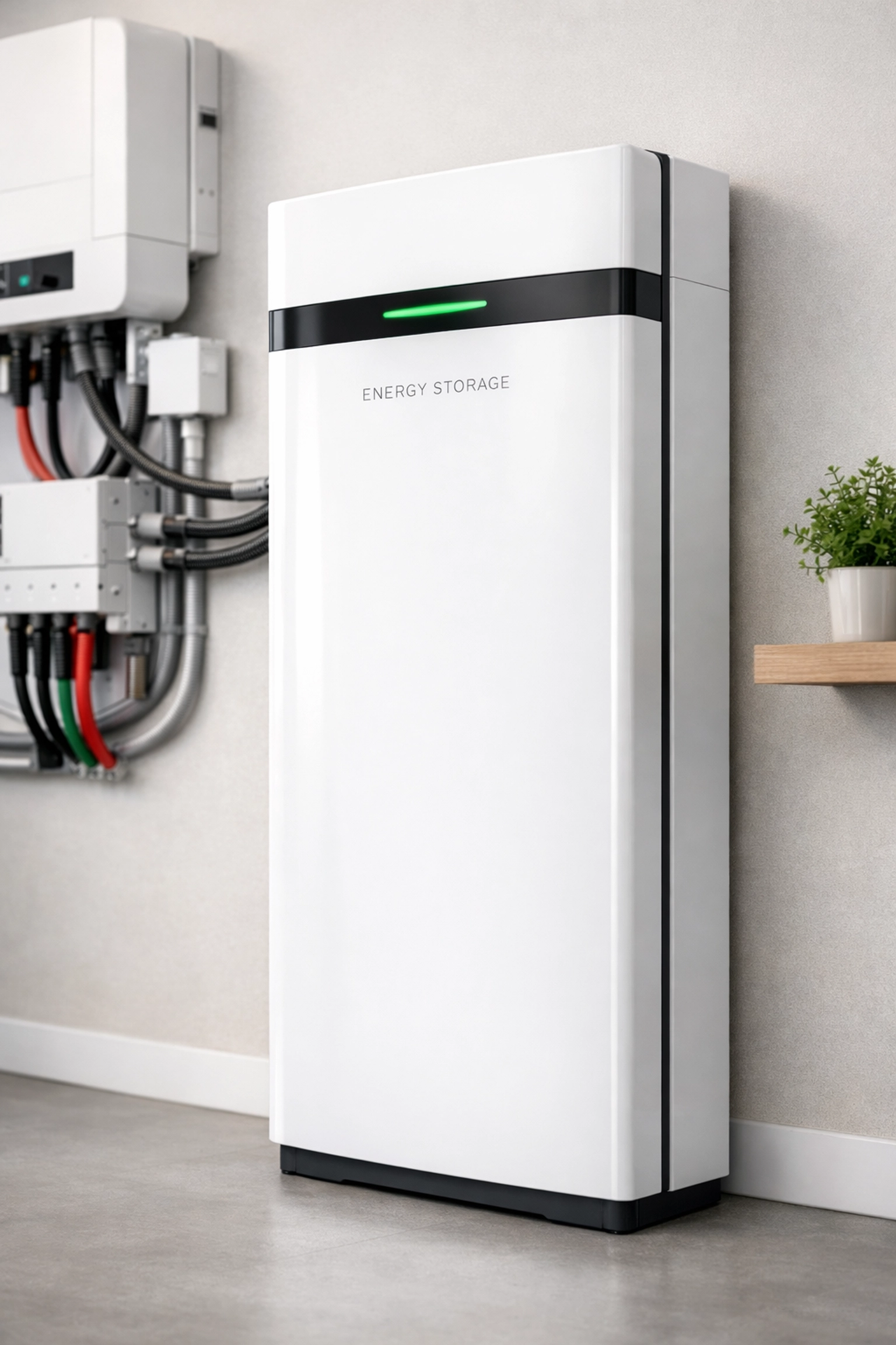 Sleek GivEnergy solar battery storage unit professionally installed in a clean indoor utility room.