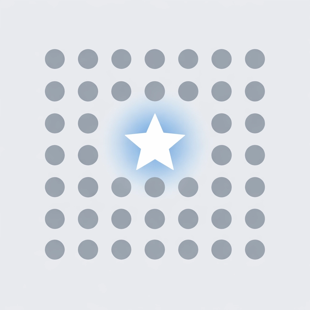 A glowing white star symbolizing brand authority and standing out in search results.