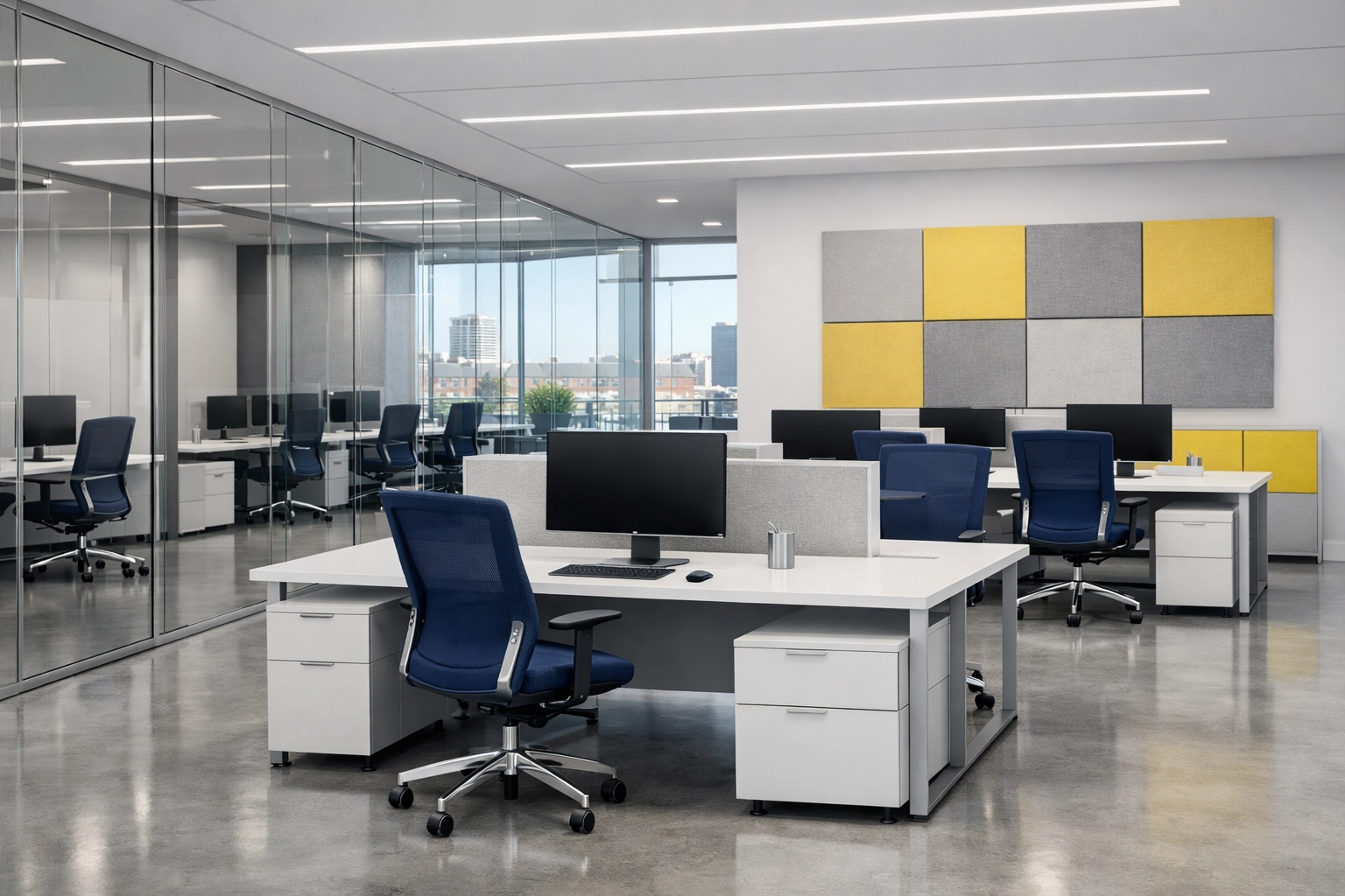 A sanitized and organized corporate office in downtown Lowell after professional Lowell House Cleaning services.