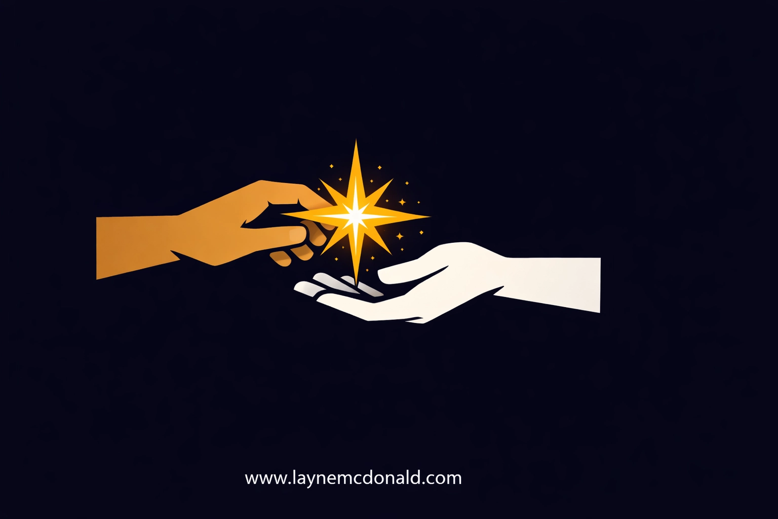 Two hands passing a glowing star to symbolize the theme of sacrificial love and the Gospel.