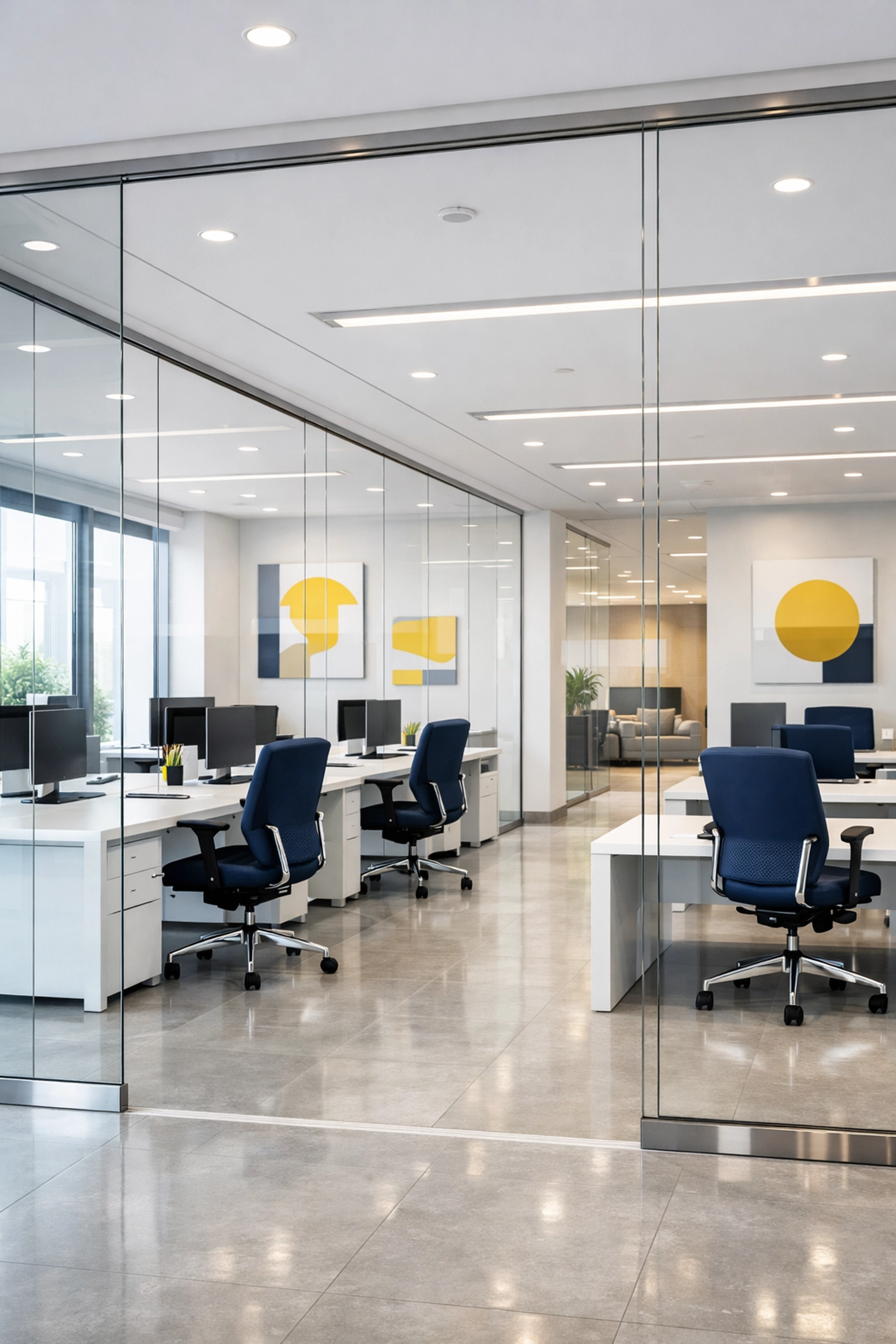 Meticulously maintained, streak-free commercial office space showing the quality of residential cleaning in Shrewsbury.