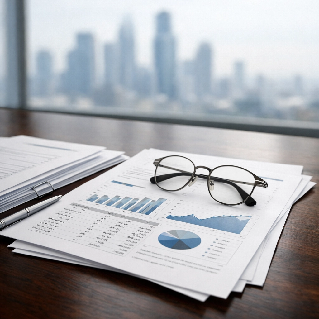 Organized financial reports and documentation for a professional business valuation audit.