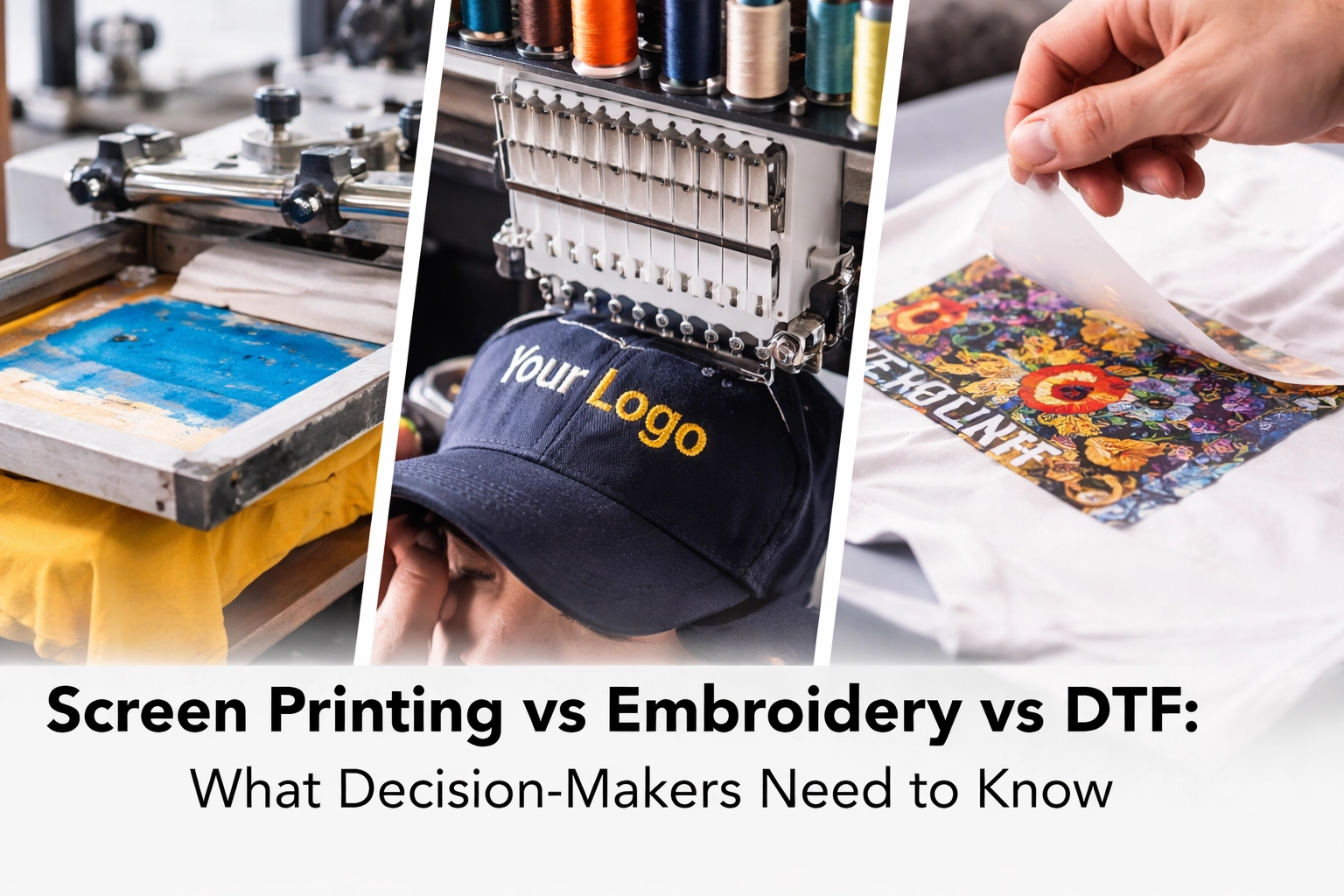 [HERO] Screen Printing vs Embroidery vs DTF: What Decision-Makers Need to Know