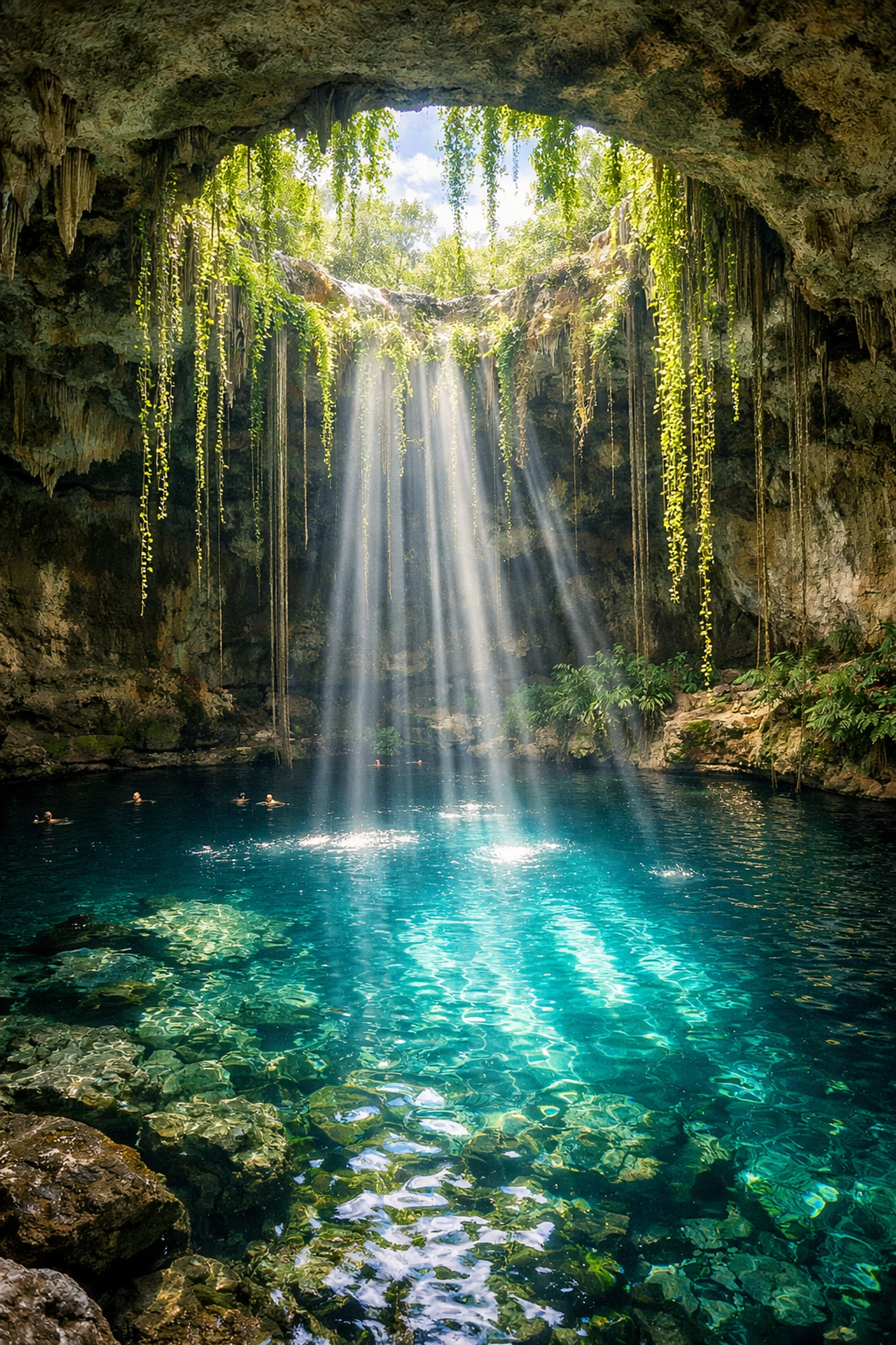 Crystal clear water in a Mexico cenote, one of the top photo spots for travelers in the Yucatan.