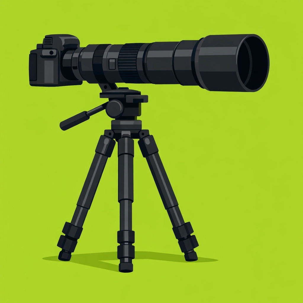 Professional camera with a long telephoto lens and tripod, essential gear for an Everglades photography tour.