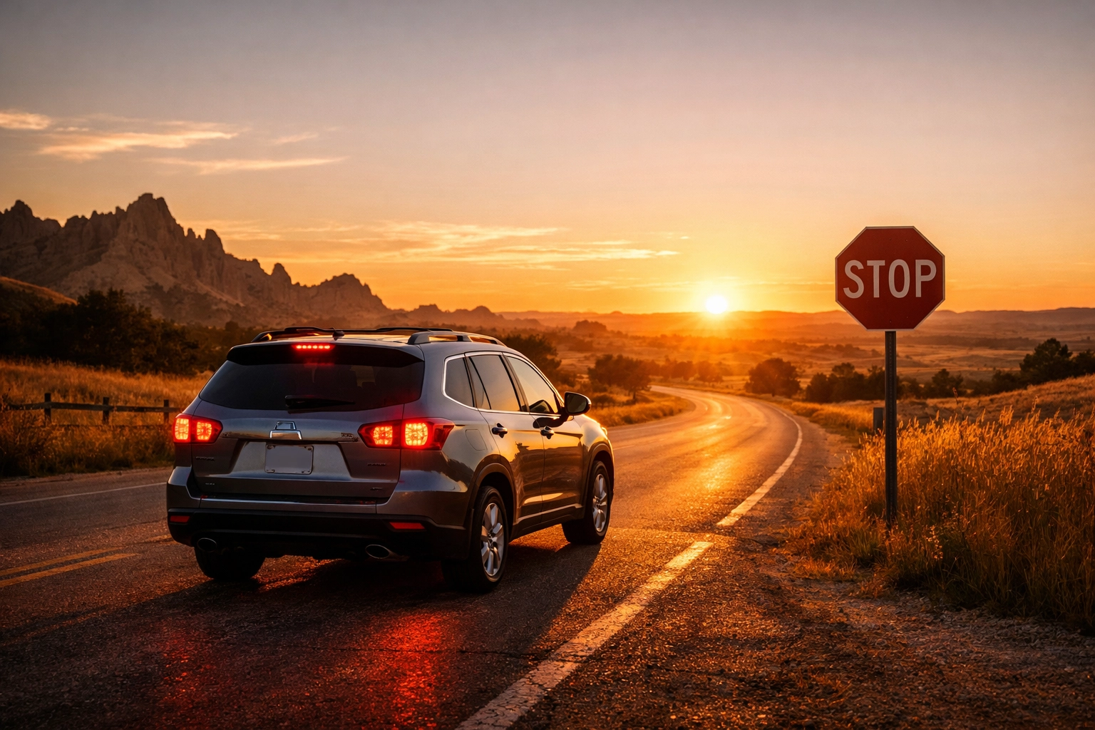 Family SUV stopping safely on a Sioux Falls road with well-maintained, reliable brakes.