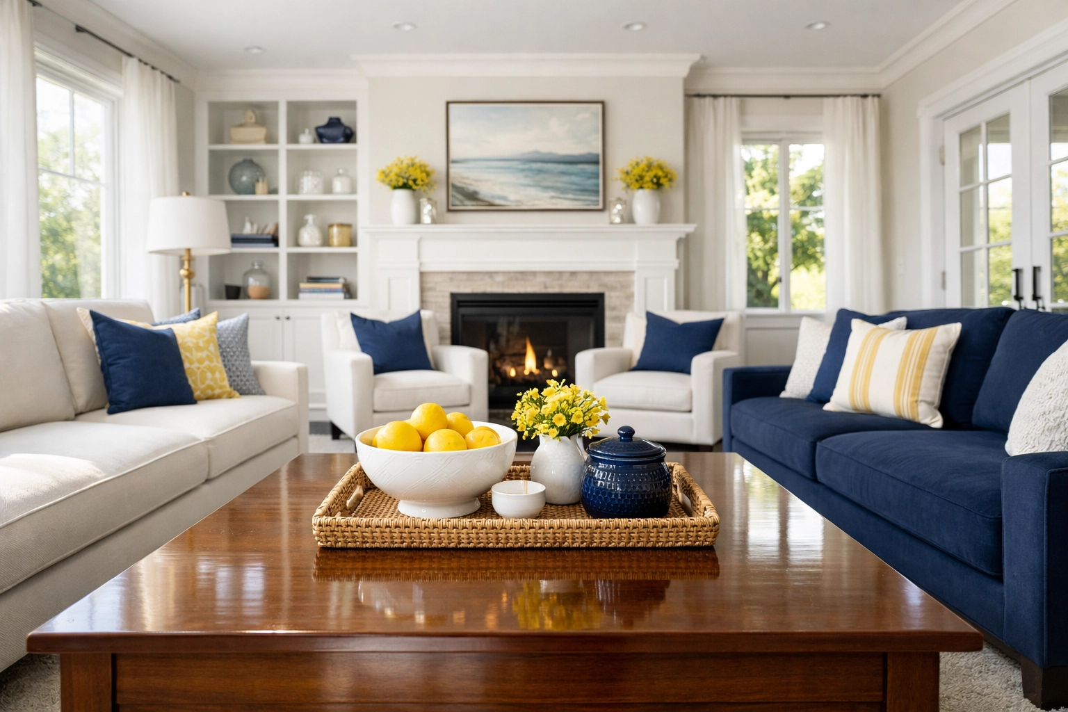 Modern living room in Leominster MA perfectly maintained with weekly house cleaning services.