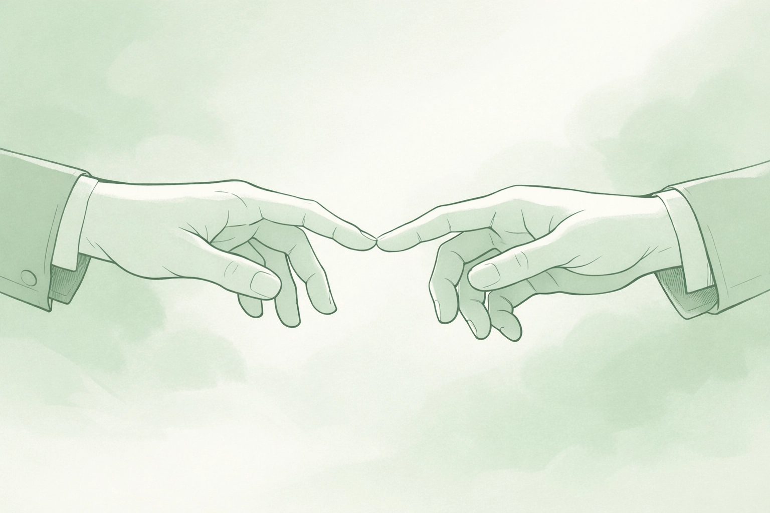 Gay couple's hands reaching to touch for first time - emotional MM romance connection