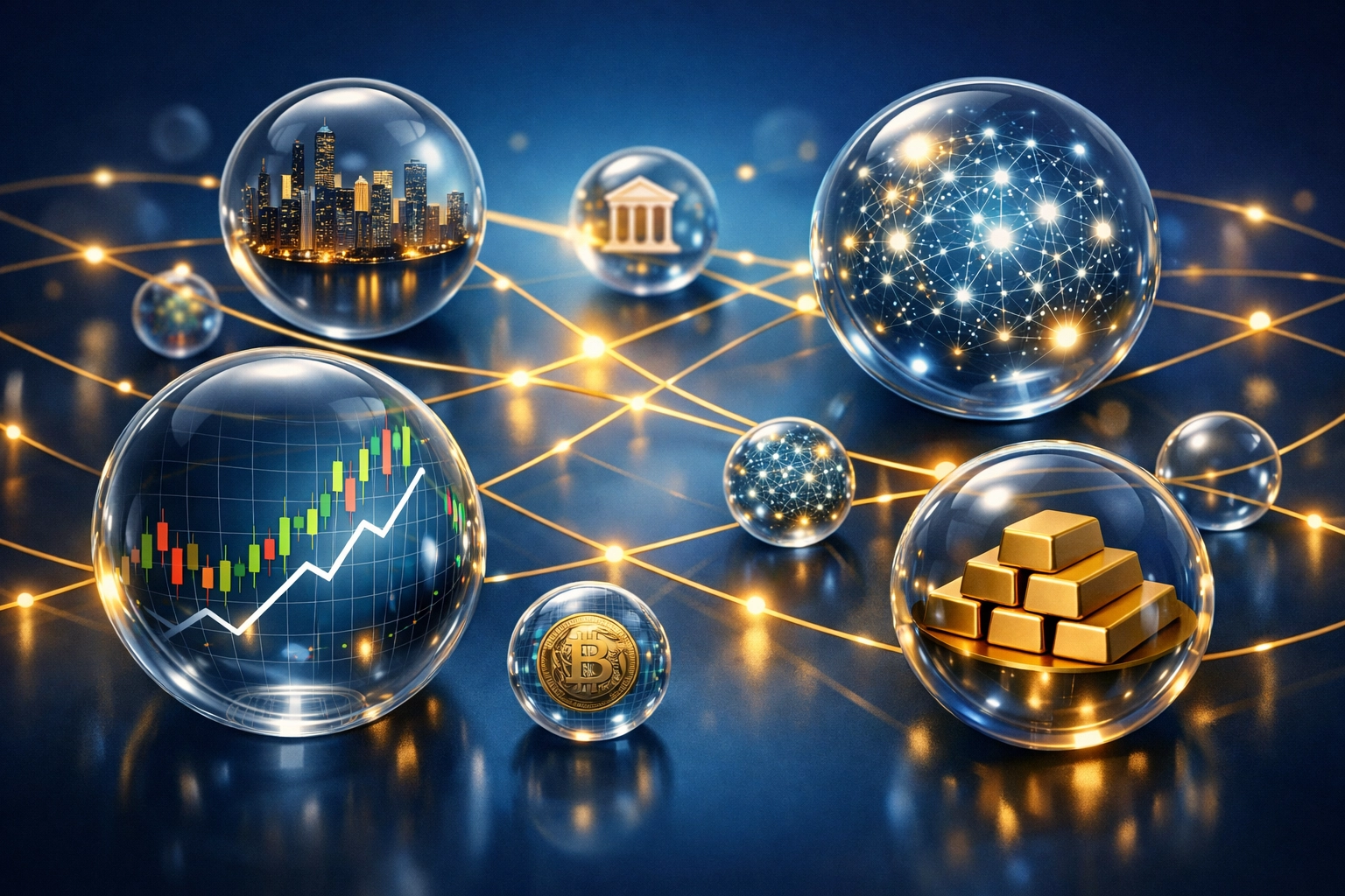 Integrated portfolio ecosystem showing public and private assets connected in unified investment strategy