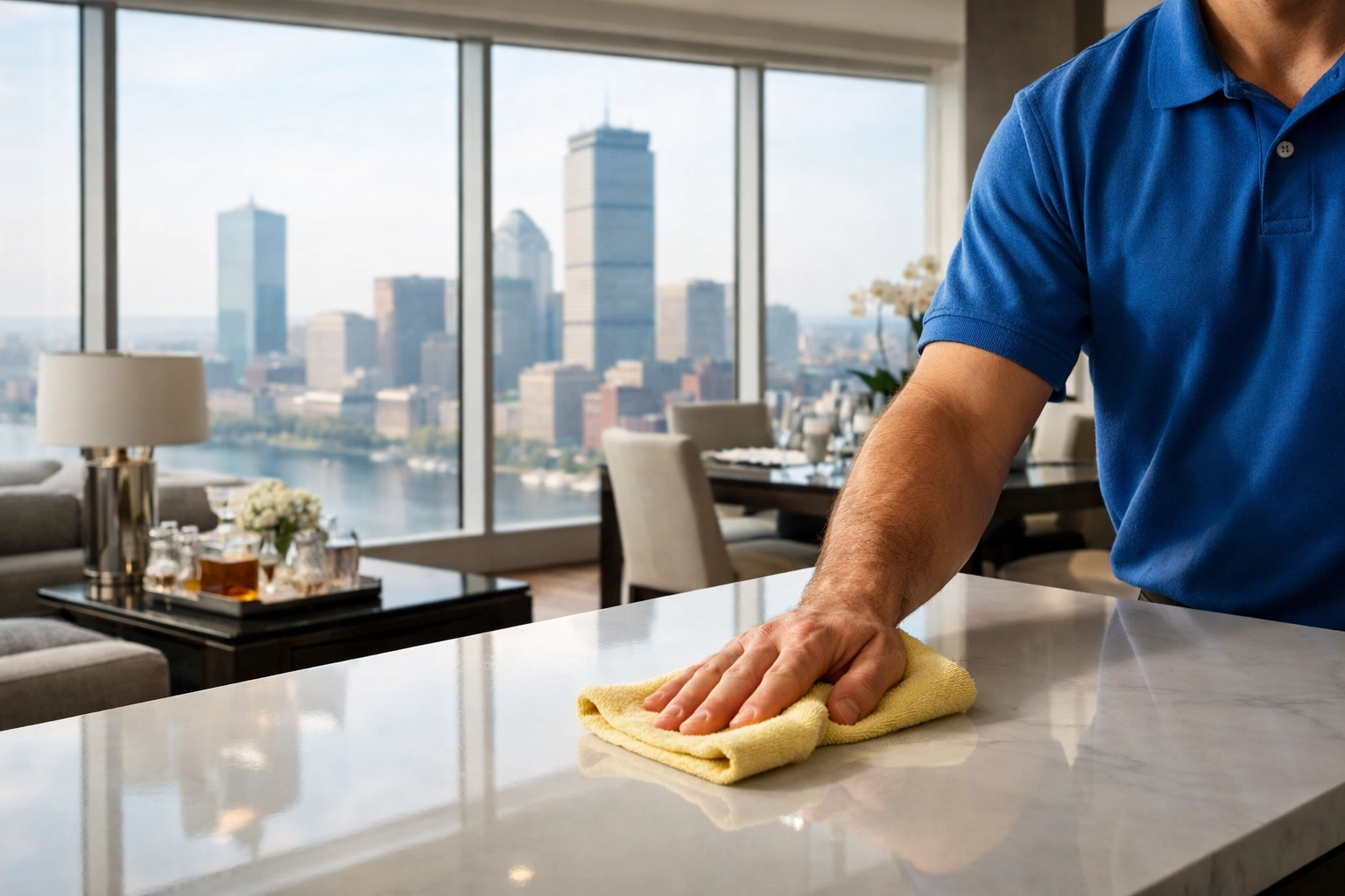 Professional cleaners in Boston MA providing reliable move-in cleaning services for luxury city apartments.