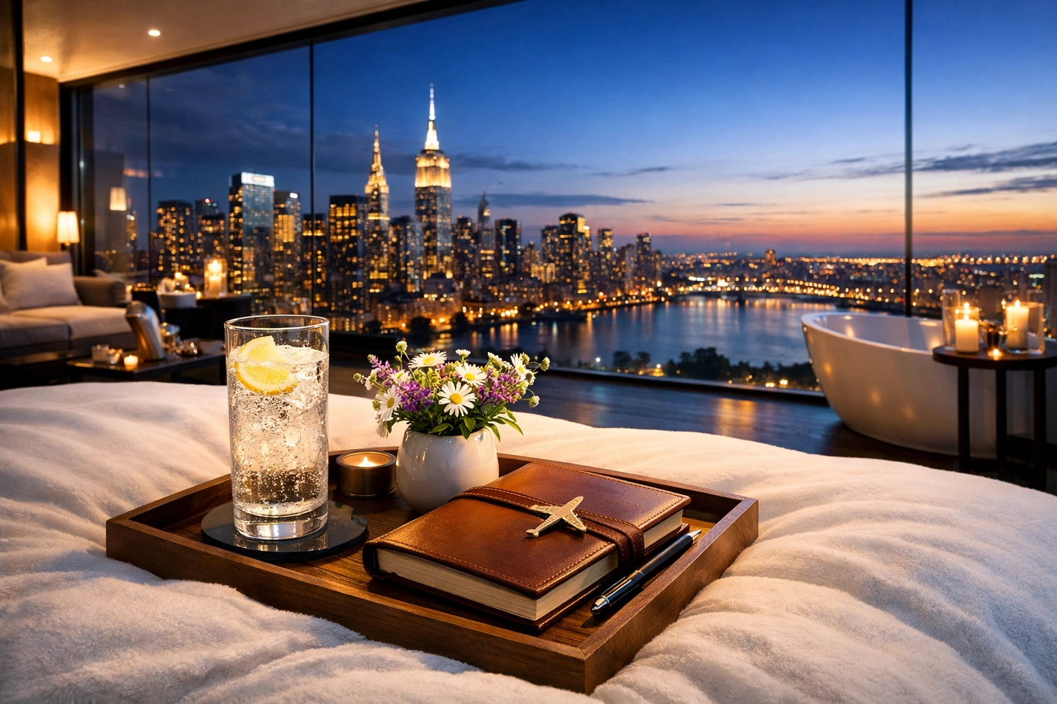 An 11-star hospitality suite with city views, showcasing the design philosophy in the Brian Chesky Airbnb story.