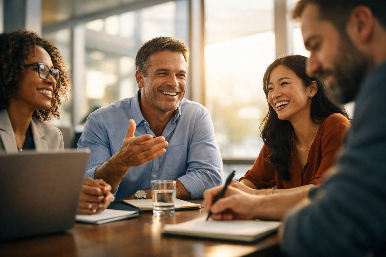 Diverse team collaborating with psychological safety and genuine connection