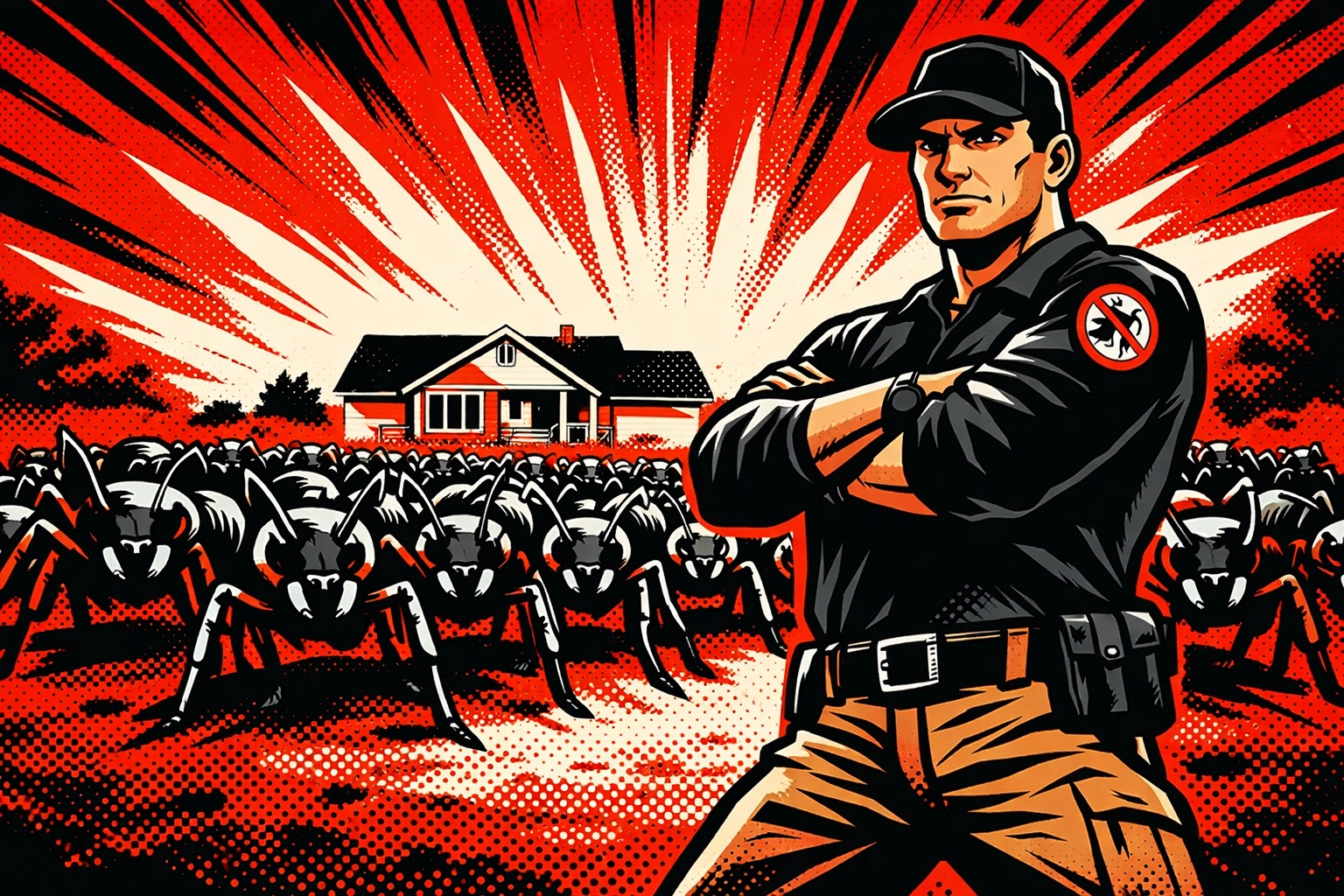 Locally owned pest control Jasper AL specialist blocking a spring ant invasion at a residence.