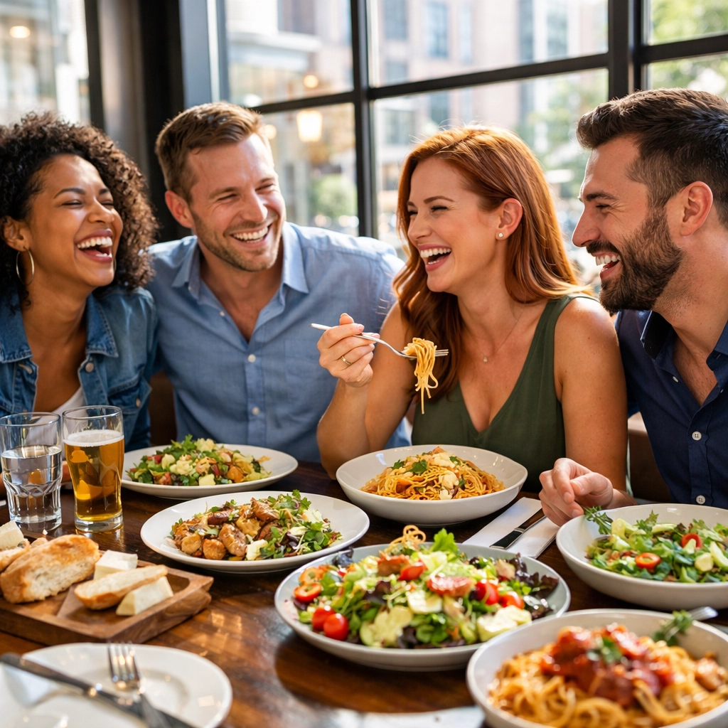 Friends dining in Charlotte