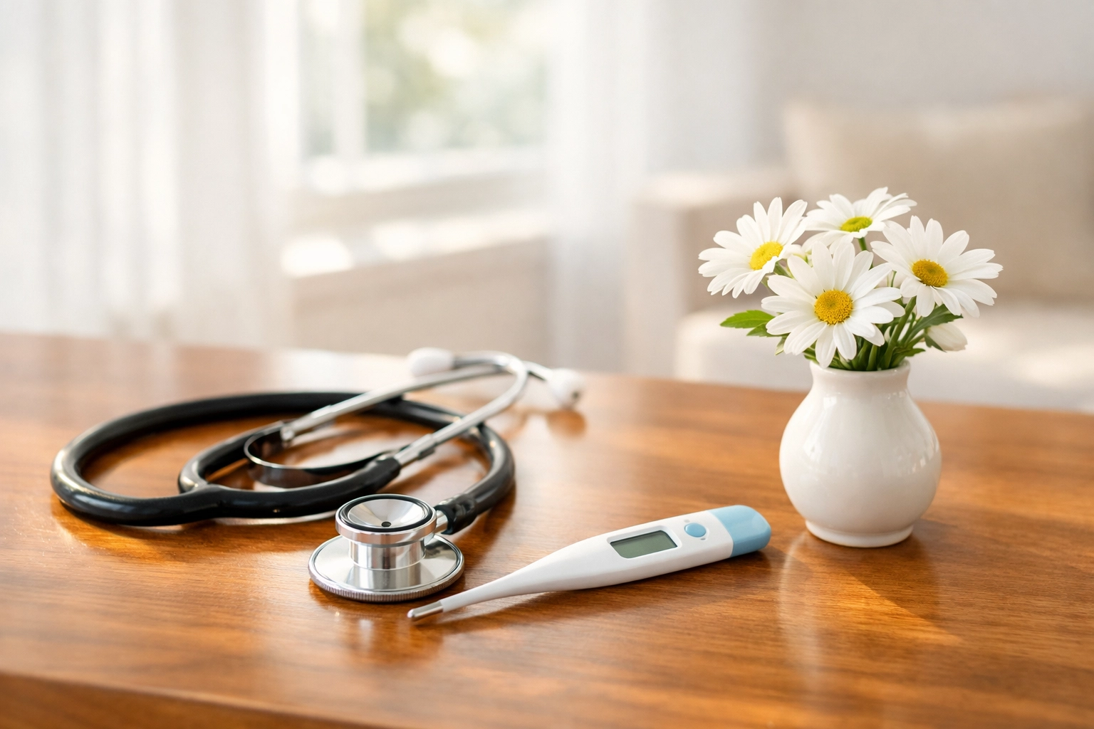 Professional medical equipment used by a healthcare assistant for monitoring older patients at home.