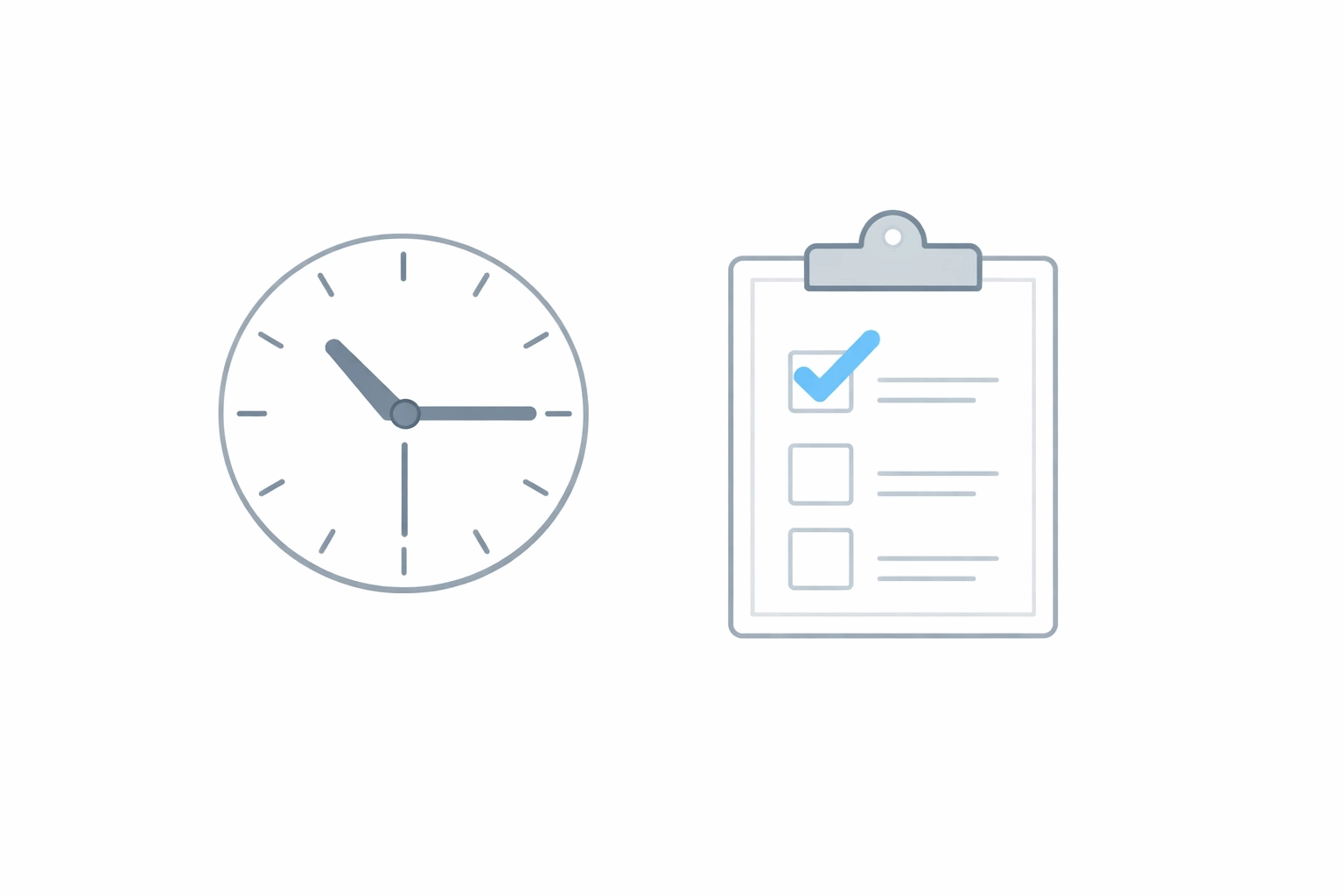 Clock and checklist illustrating efficient scheduling and completed handyman repair services in Vancouver.