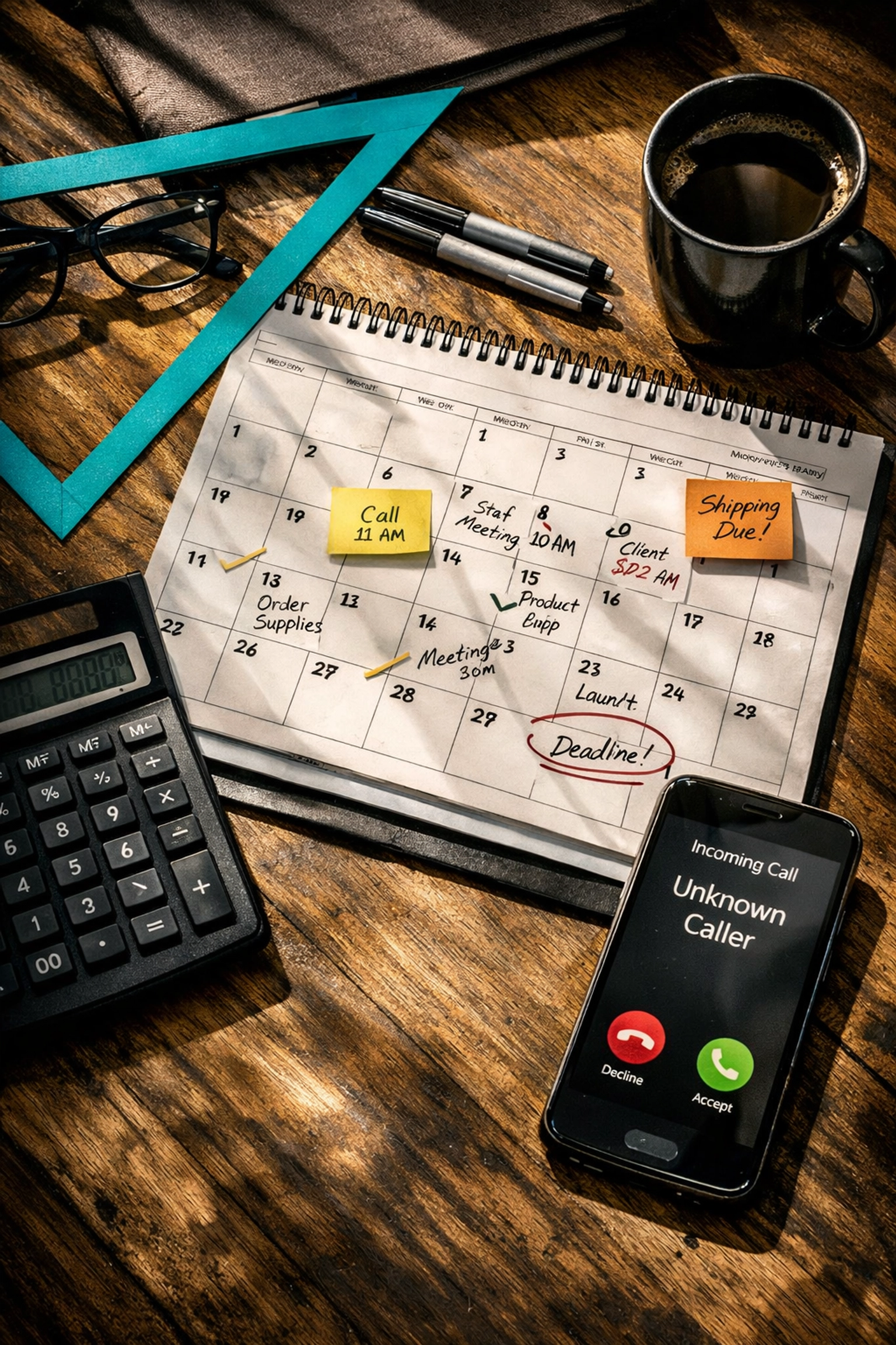 Business owner's calendar filled with appointments from marketing leads