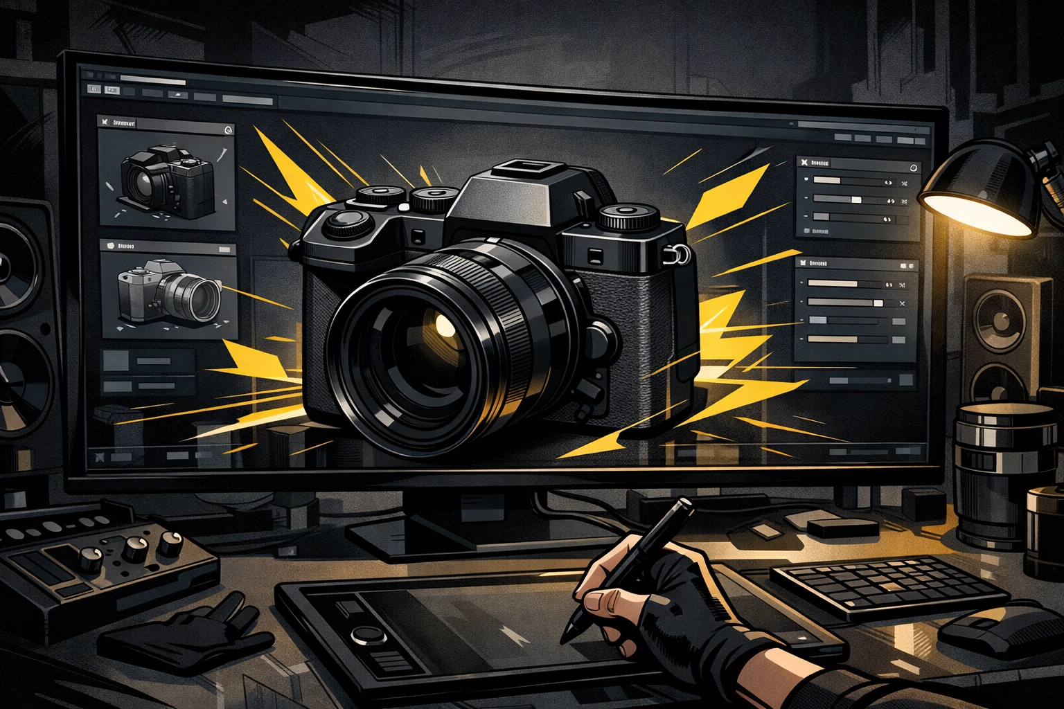 Professional digital workspace illustrating high-quality Amazon listing optimization and premium product imagery.