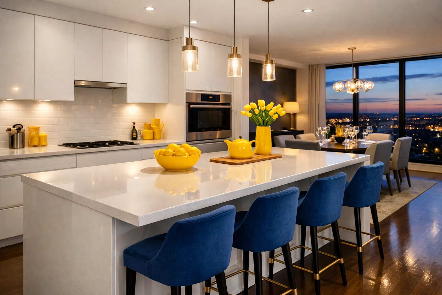 Modern kitchen in a luxury condo highlighting professional house cleaning Worcester MA for busy professionals.